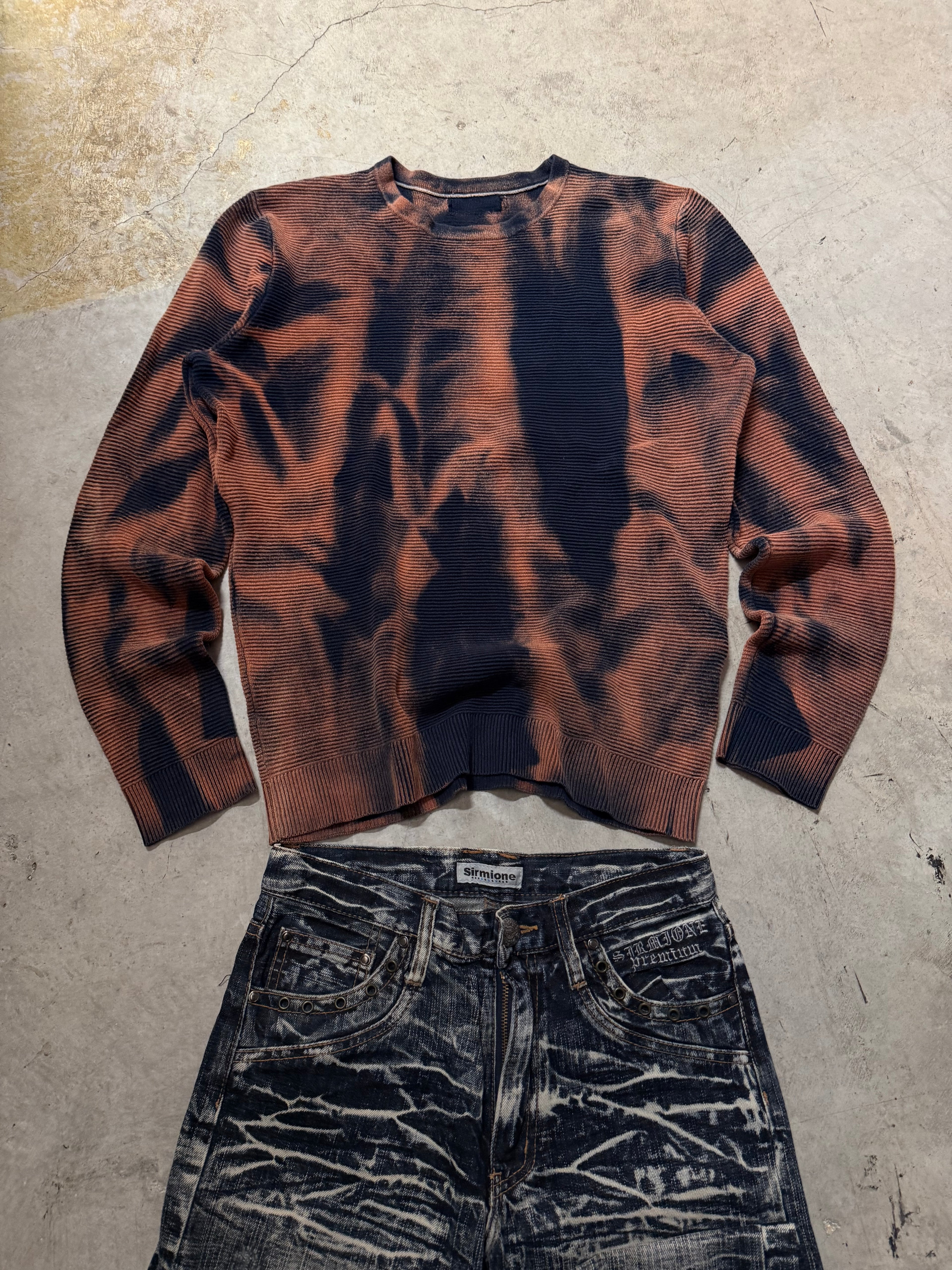 Vintage Knitted Bleached Y2k Sweater custom (S)
