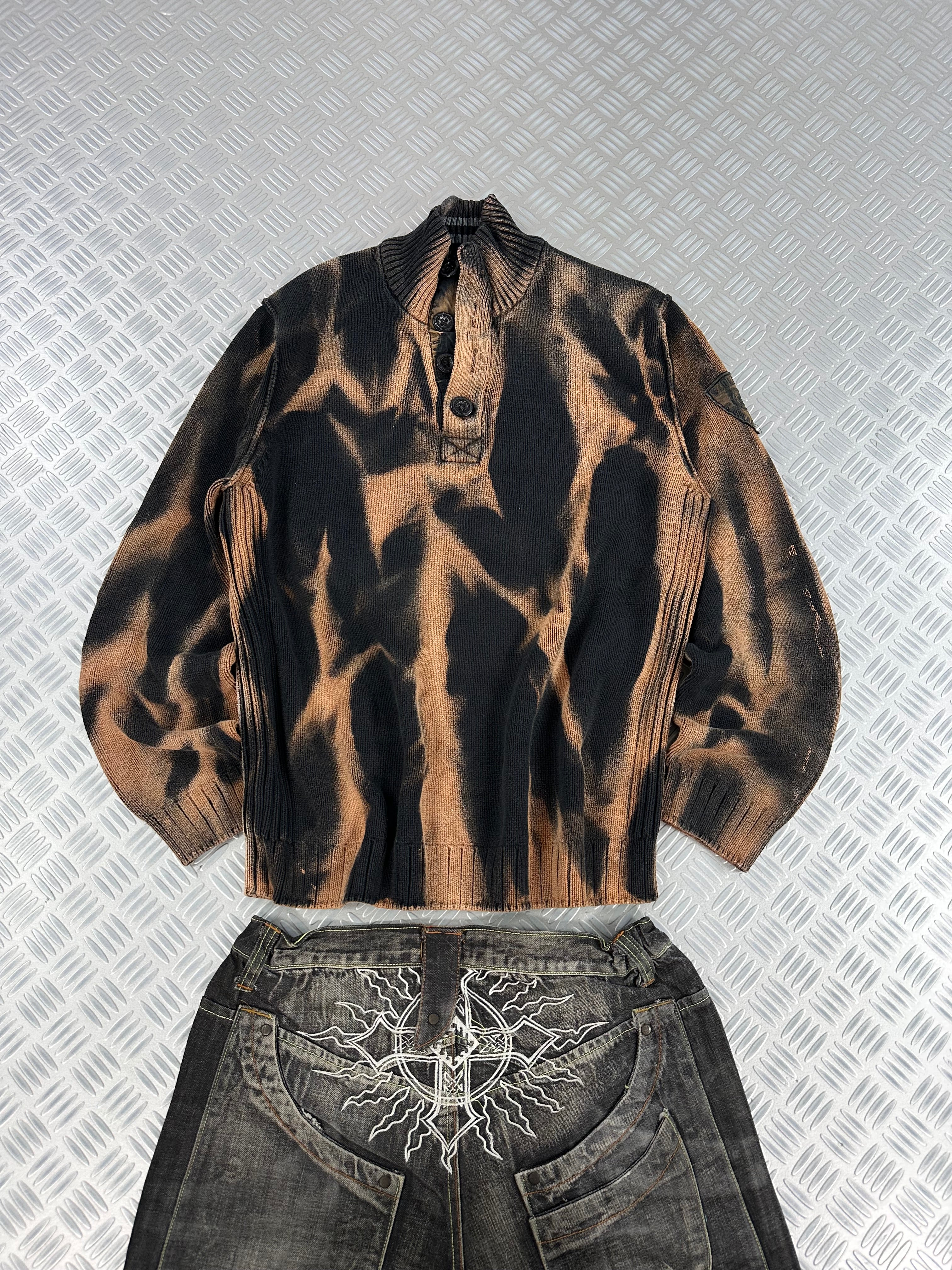 Handmade mid zip knitted sweater ( XL)