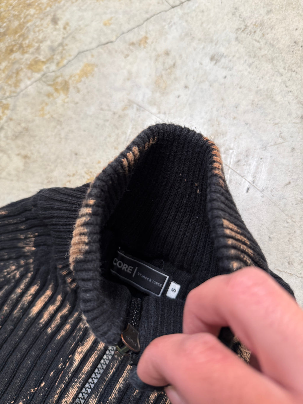 Vintage Knitted full zip up Sweater (S) custom boxy fit