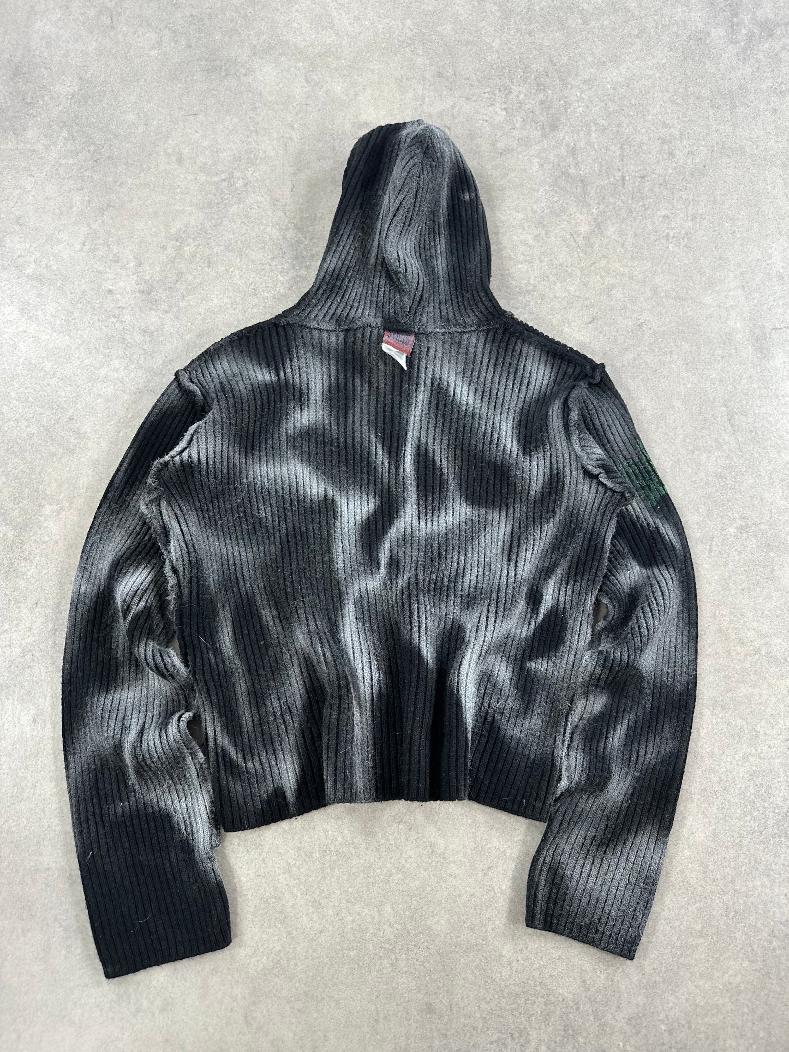 Vintage Knitted Hooded Sweater Y2k Custom boxy fit (S)