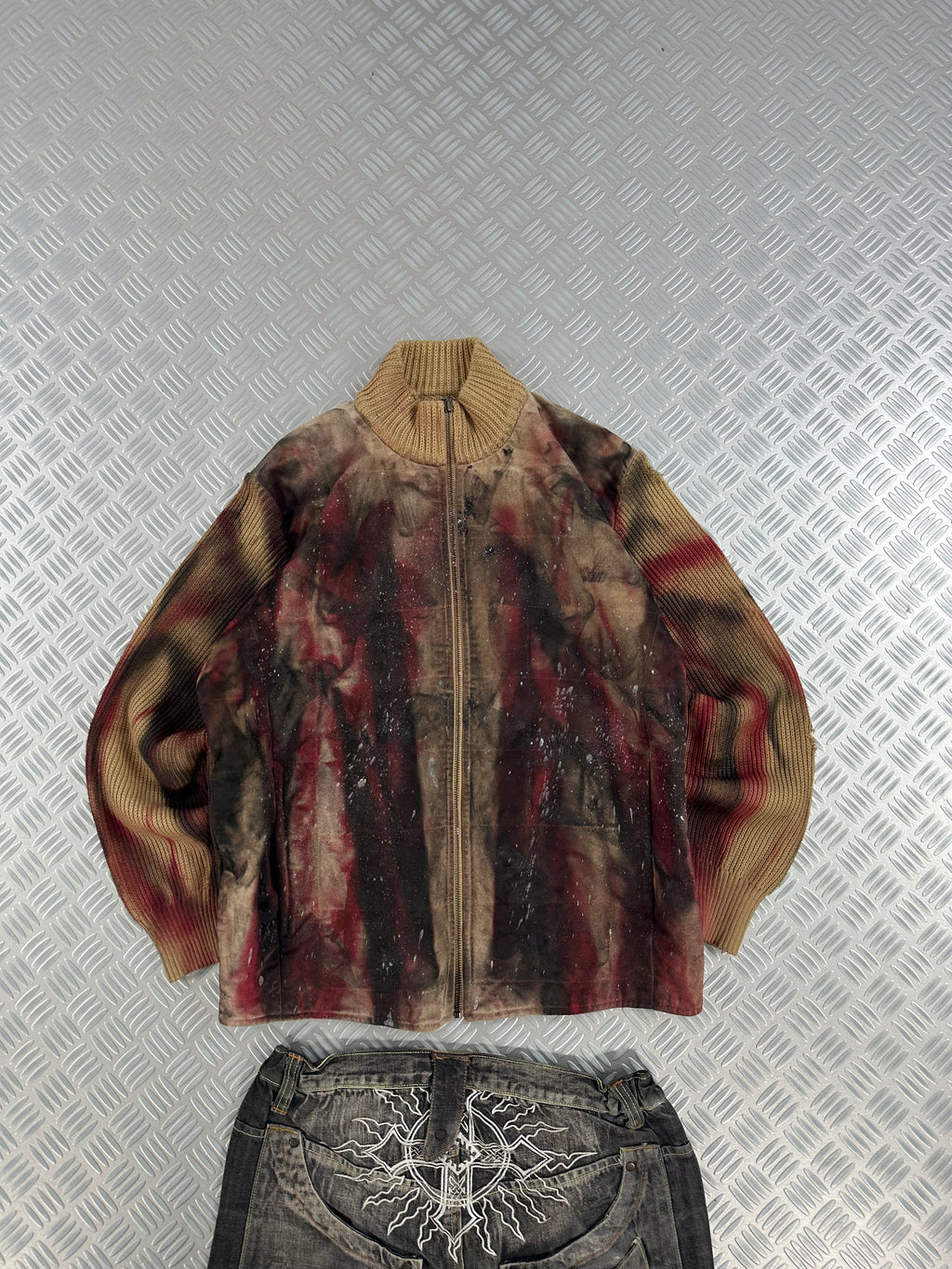 Vintage Burberry Distressed Full Zip Up Knitted Sweater (XL)