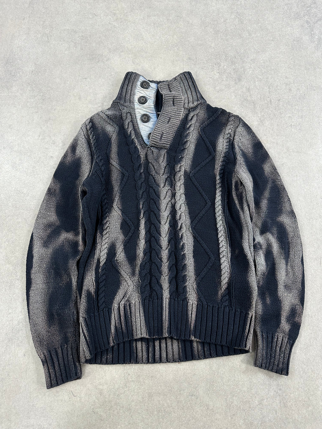 Vintage Y2k Hip Hop Bleached Knitted Sweater (S)