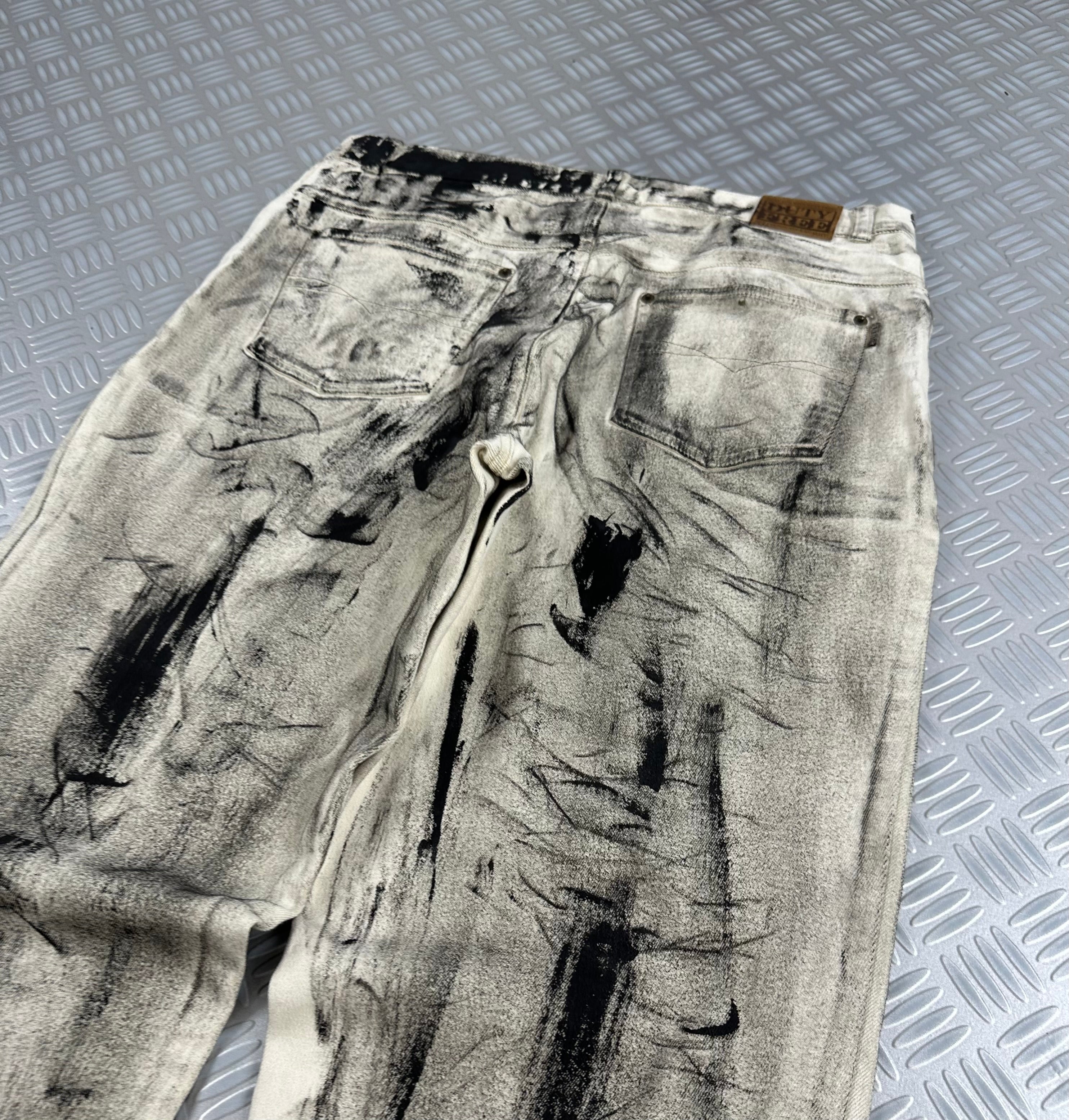 Vintage denim jeans custom y2k disstresed (L)
