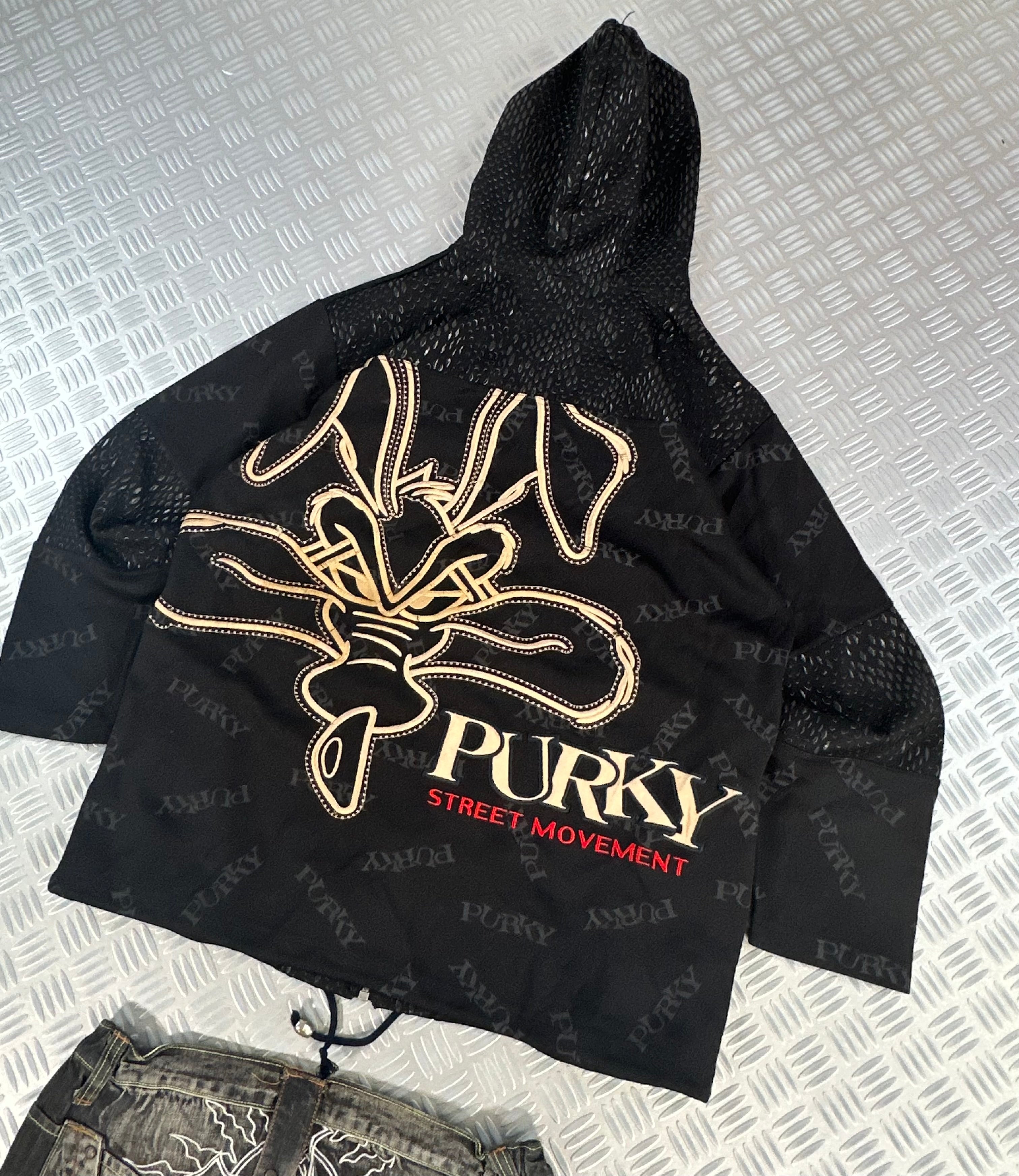 Vintage Japanese hooded jacket purky oversized  (XL)