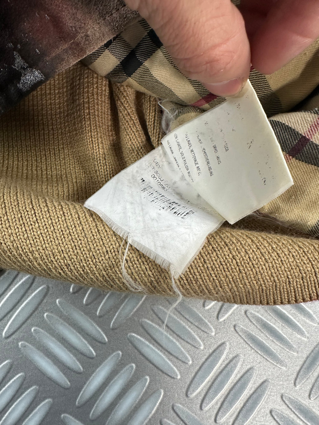 Vintage Burberry Distressed Full Zip Up Knitted Sweater (XL)
