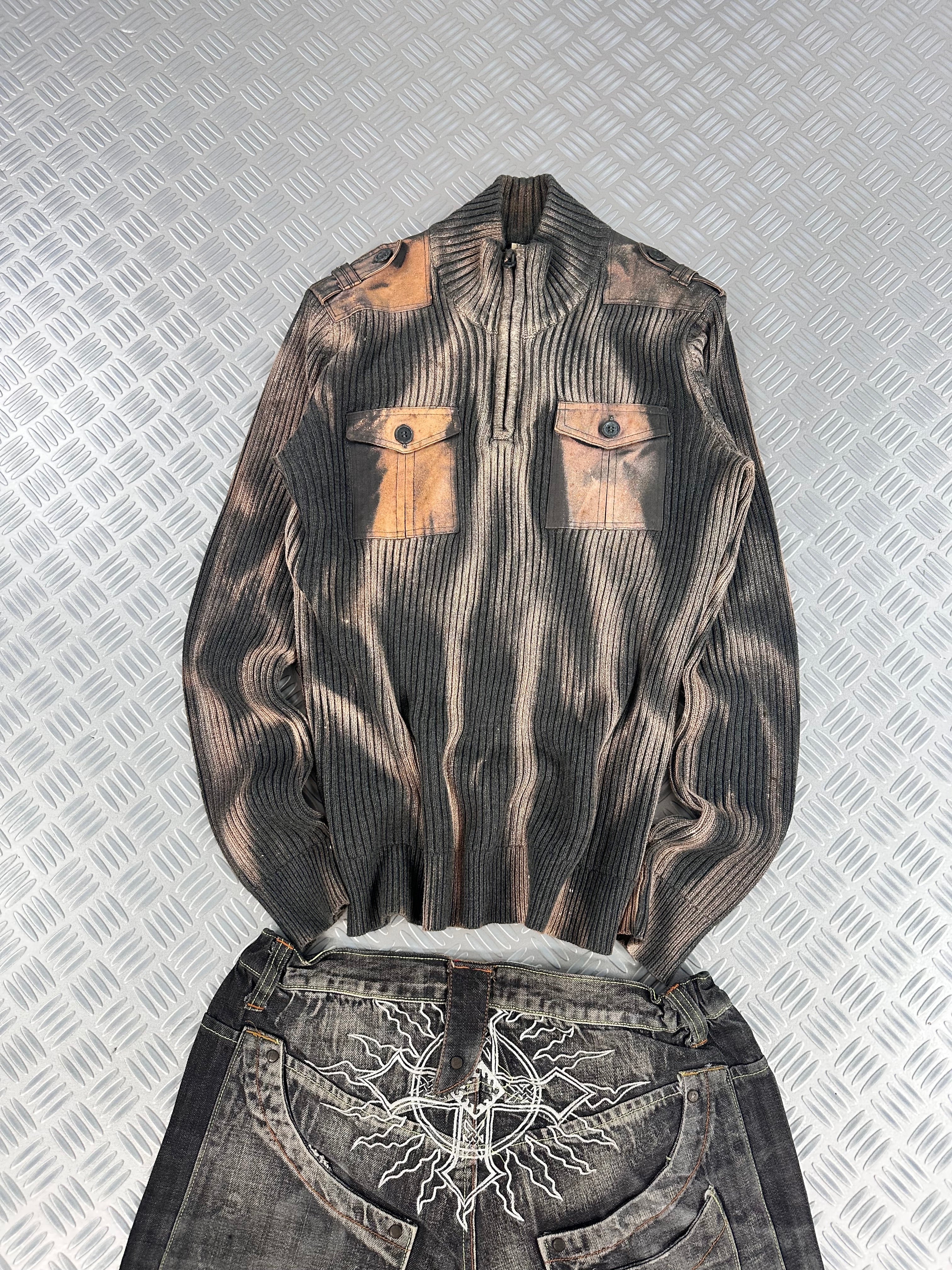 Knitted sweater handmade mid zip y2k (M)