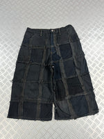 Black baggy jort handmade patchwork (M)