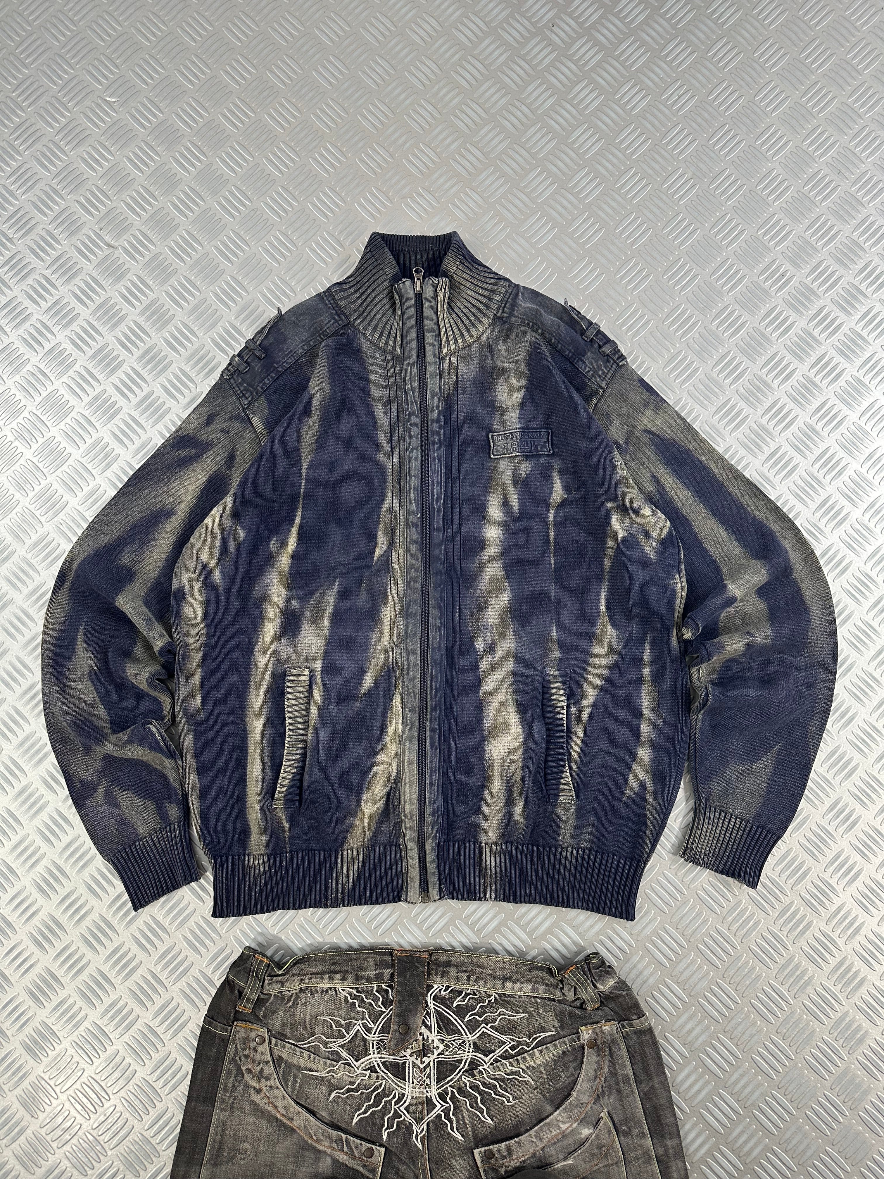 Full zip knitted sweater custom y2k (XL)