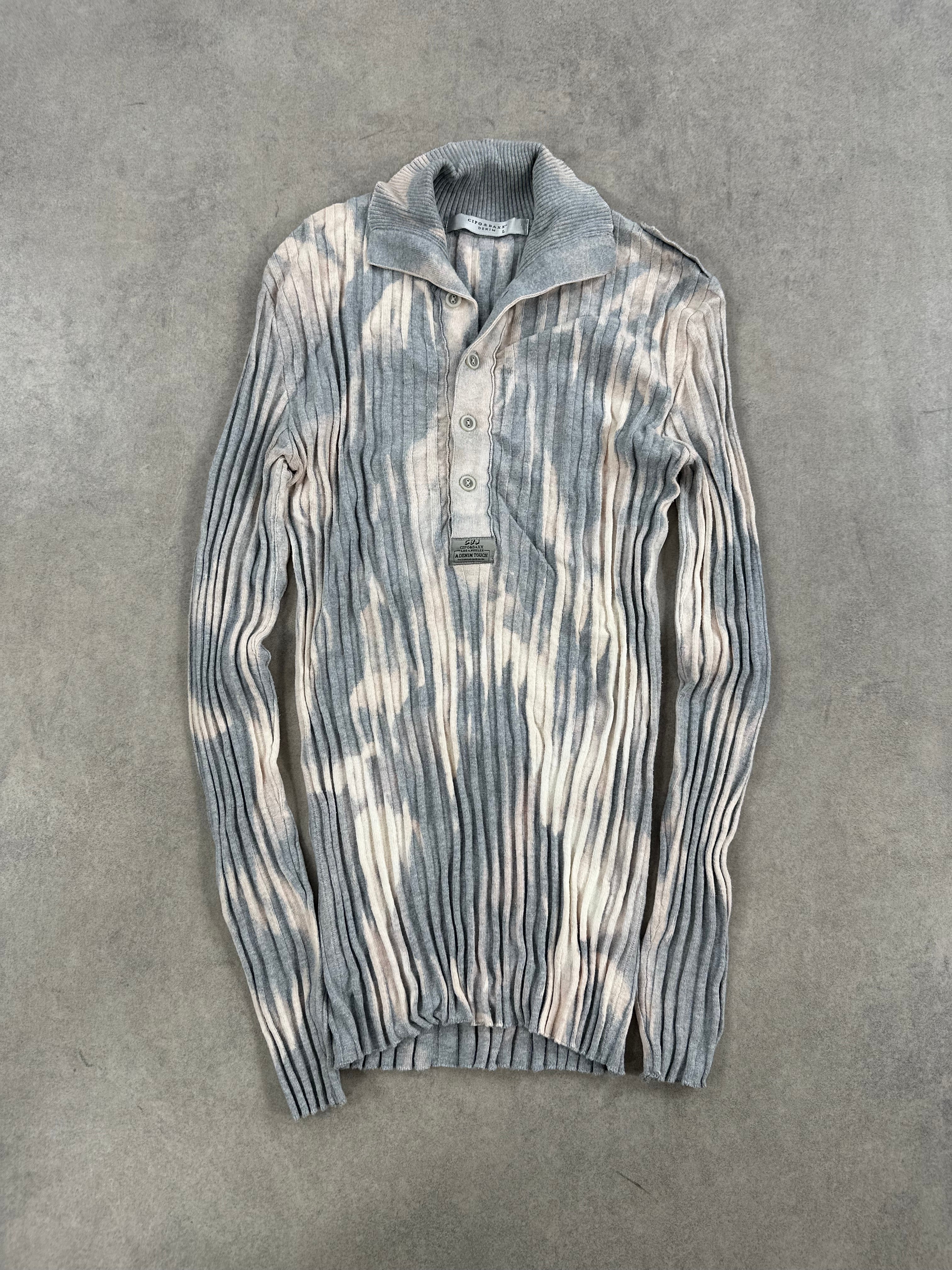 Vintage Knitted full zip up Bleached Sweater (L)