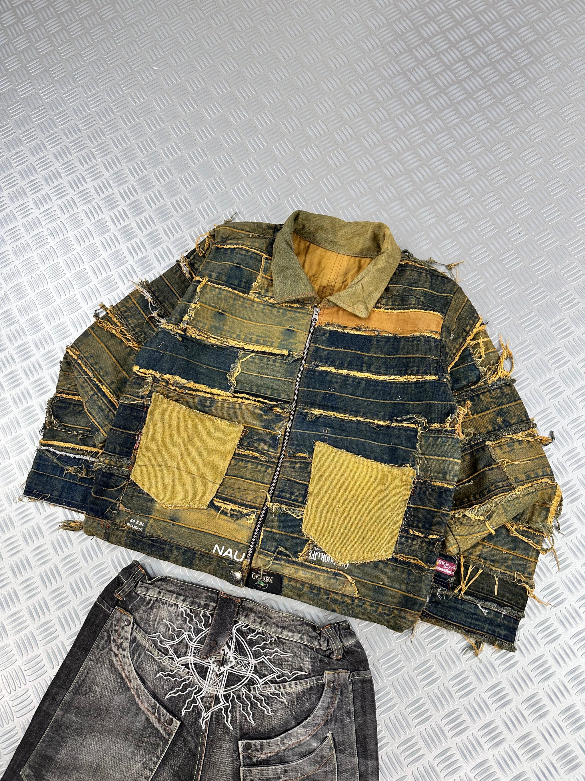 Harrington full zip handmade bomber jacket patchwork upcycled