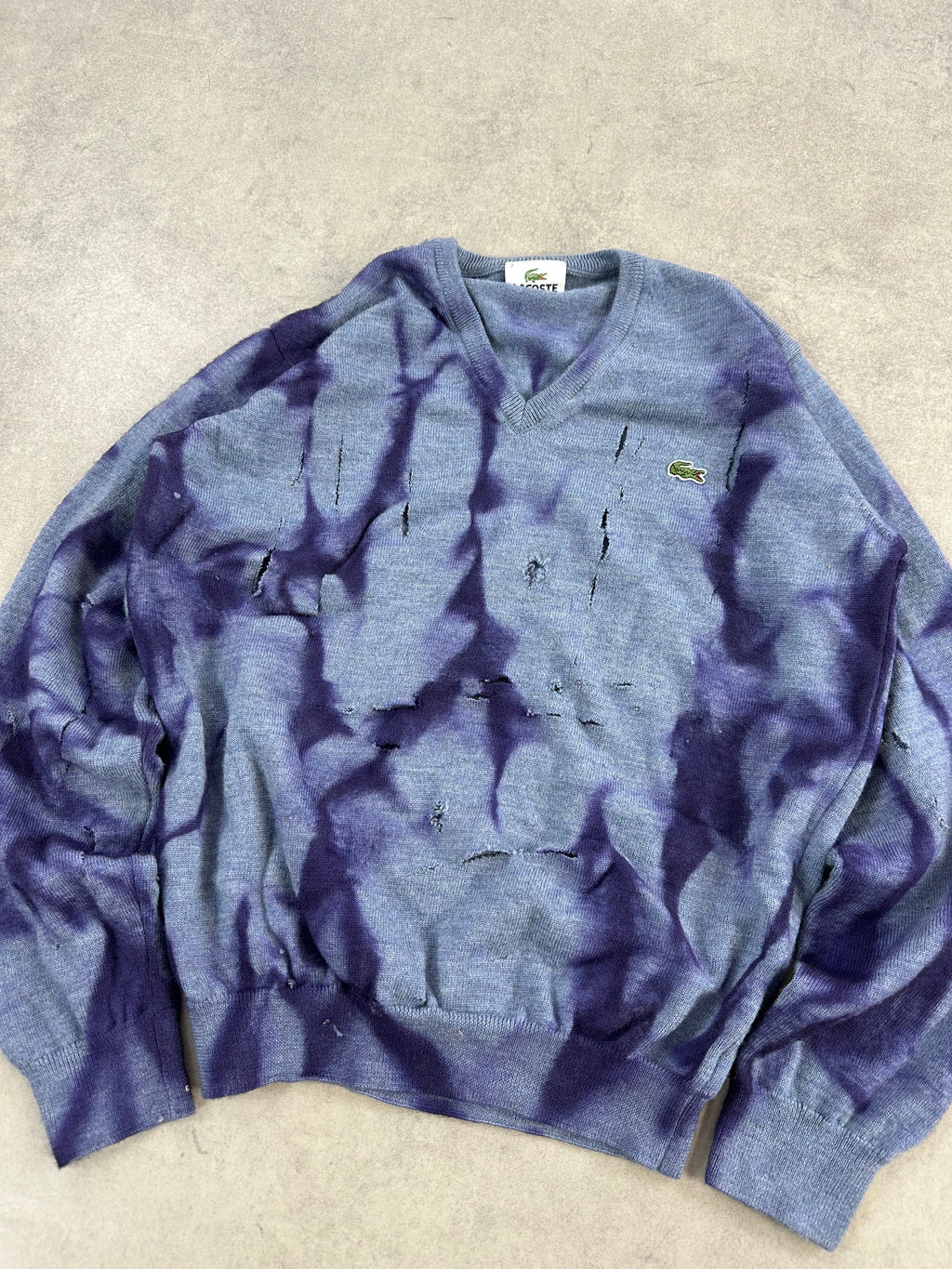 Lacoste disstresed custom wool sweater (L)