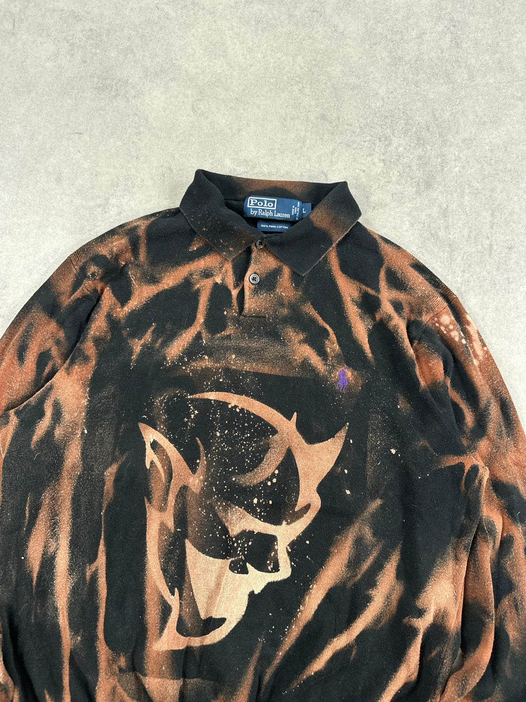 Vintage Polo Ralph Lauren Y2k Knitted Bleached Sweater custom (L)