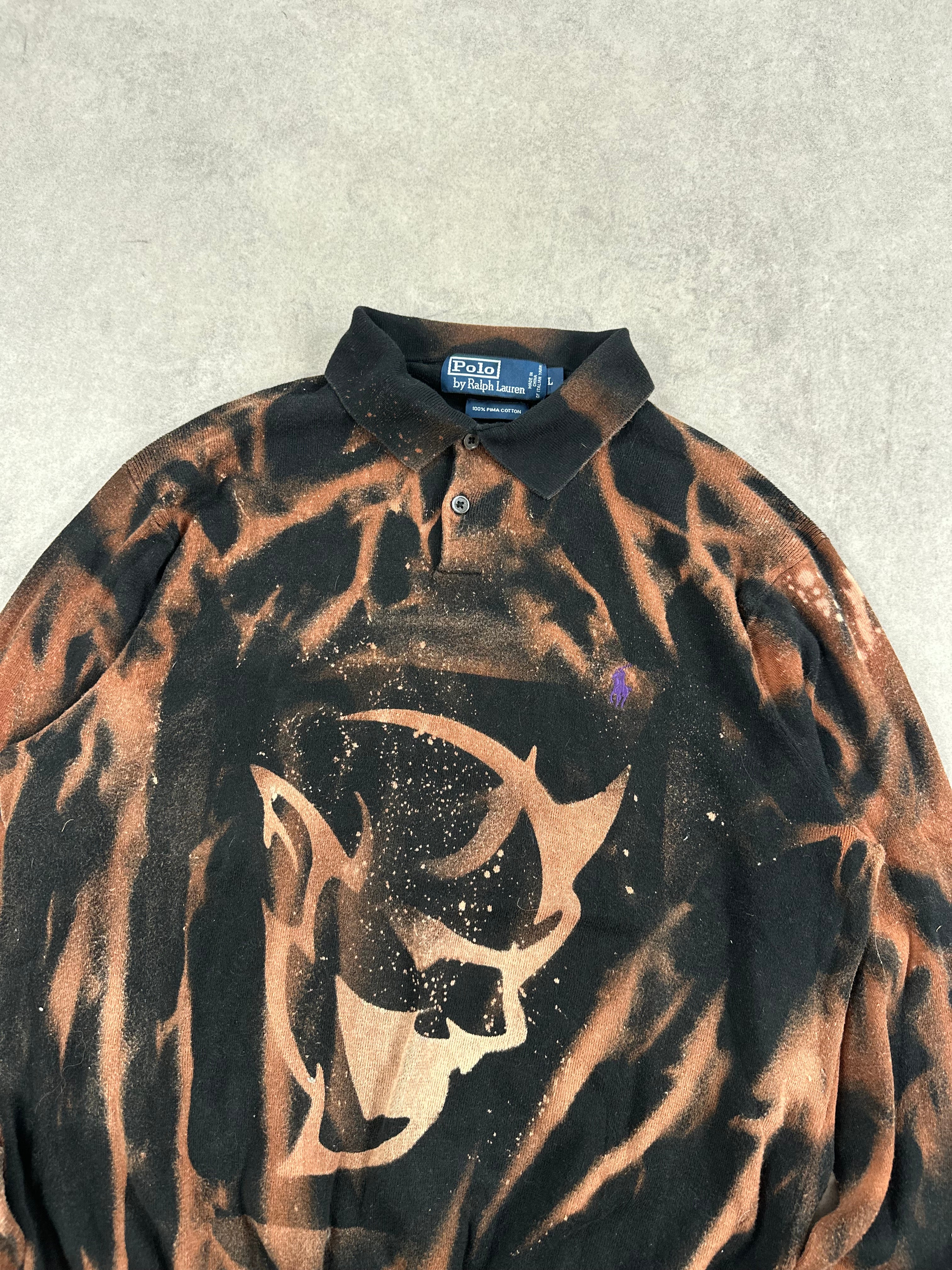Vintage Polo Ralph Lauren Y2k Knitted Bleached Sweater custom (L)