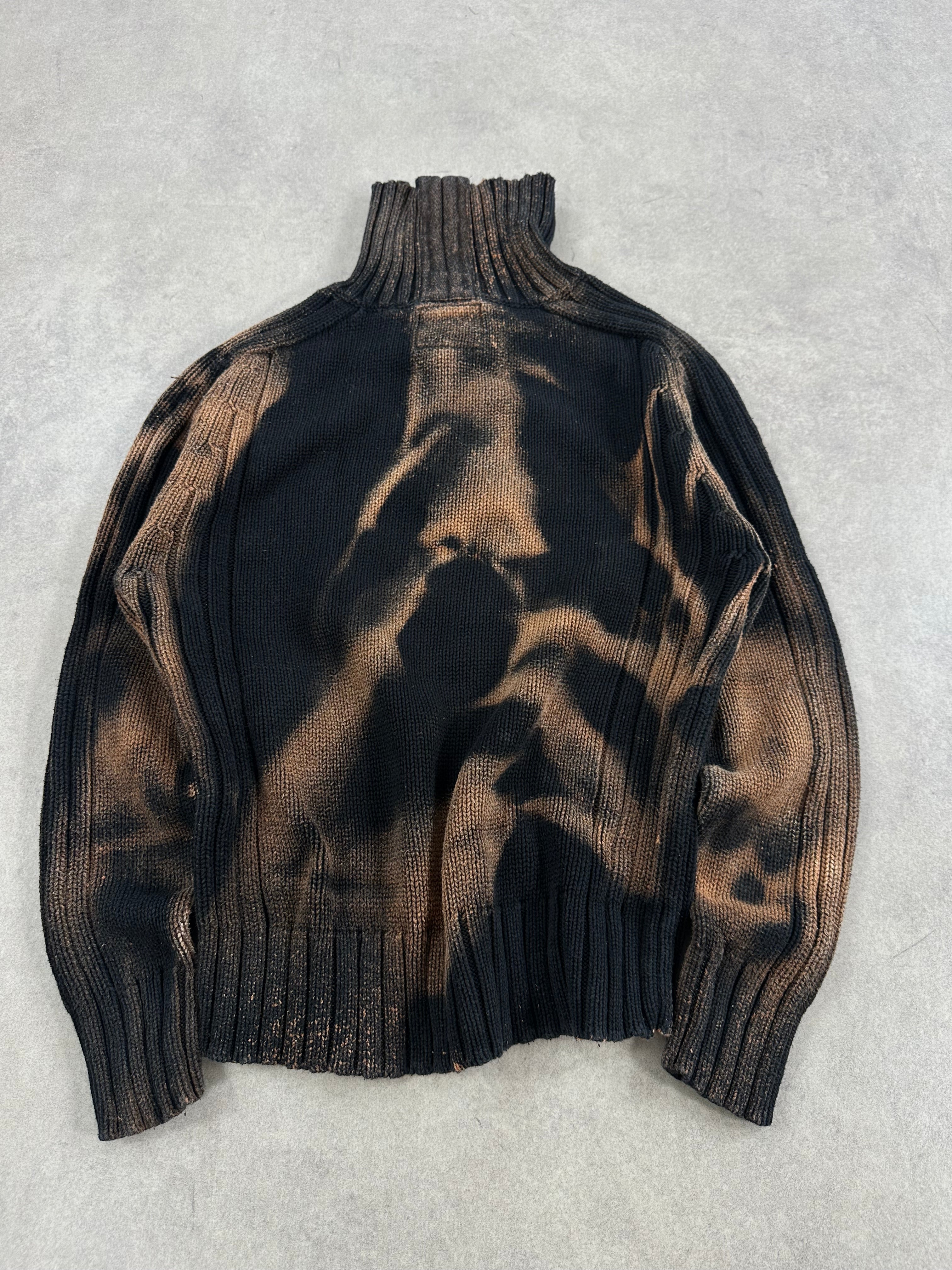 Mid zip asymmetrical knitted sweater custom (M)