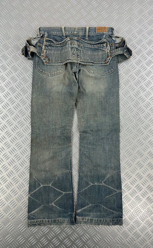 Flared jeans y2k 00’s multipocket made in Japan (M)