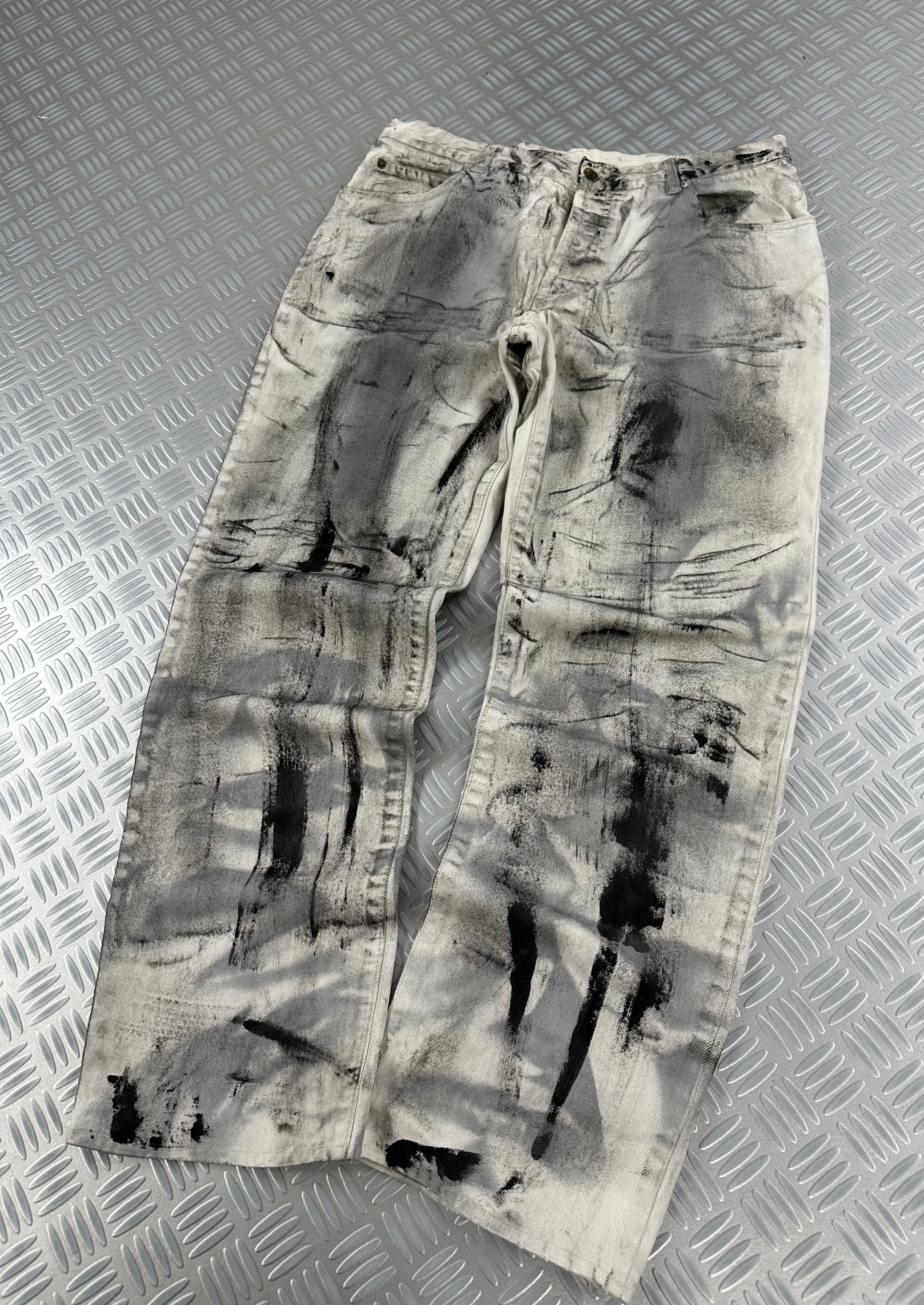 Custom denim vintage jeans y2k style disstresed (L)