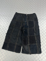Black baggy jort handmade patchwork (M)