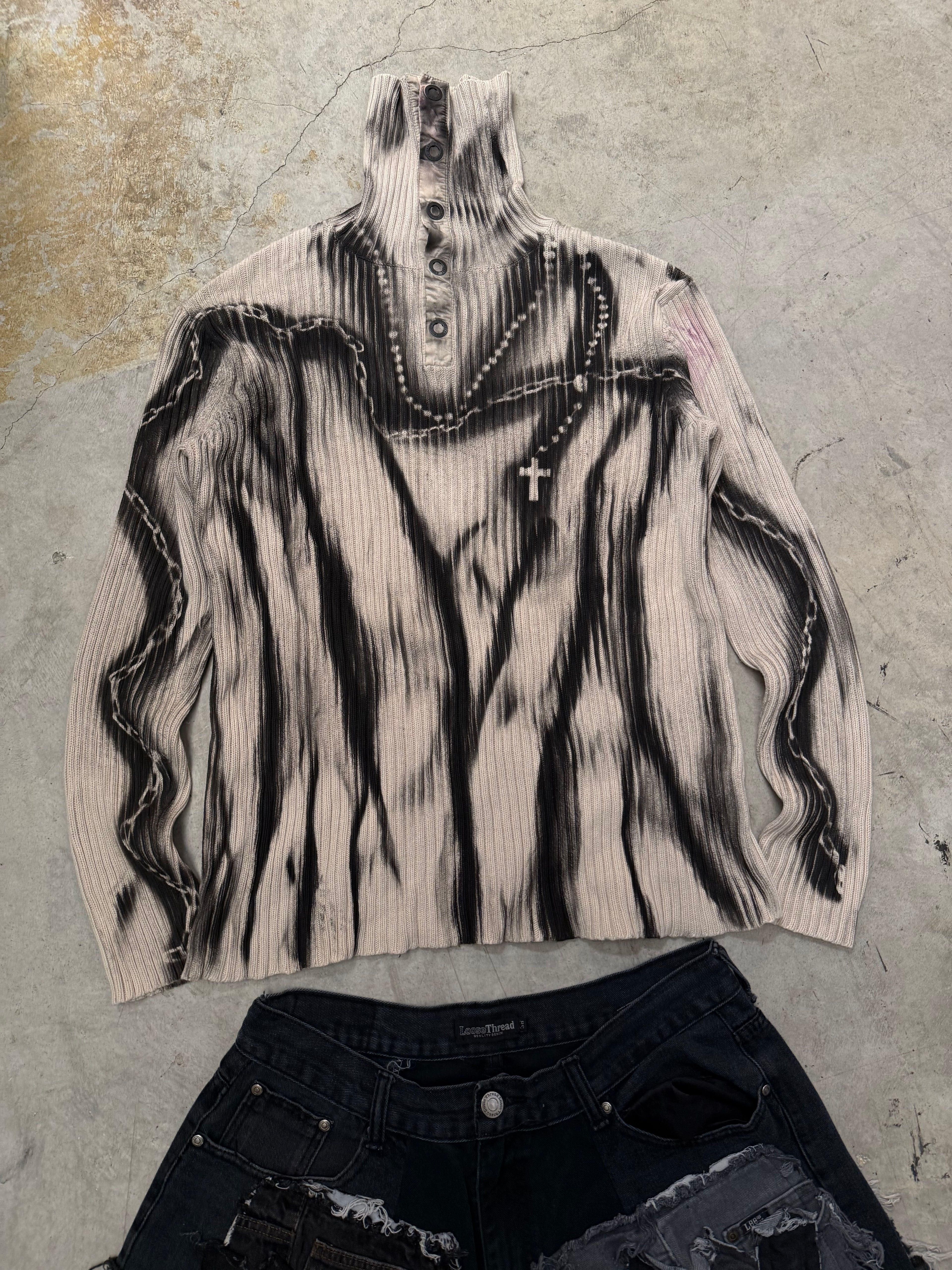 Vintage Knitted Y2k Sweater custom (XL)