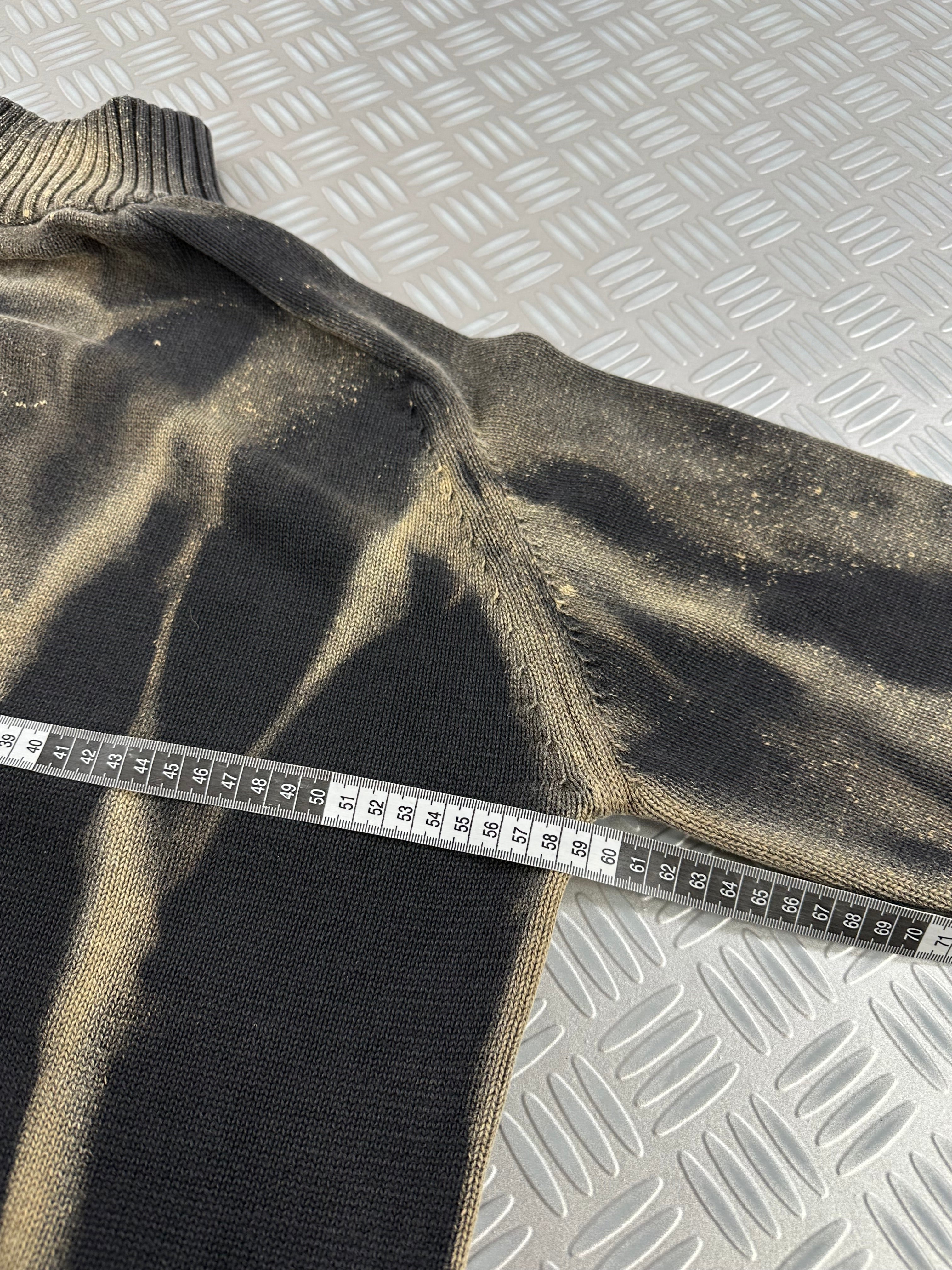 Vintage Knitted Y2k Mid Zip bleached Sweater (XL)