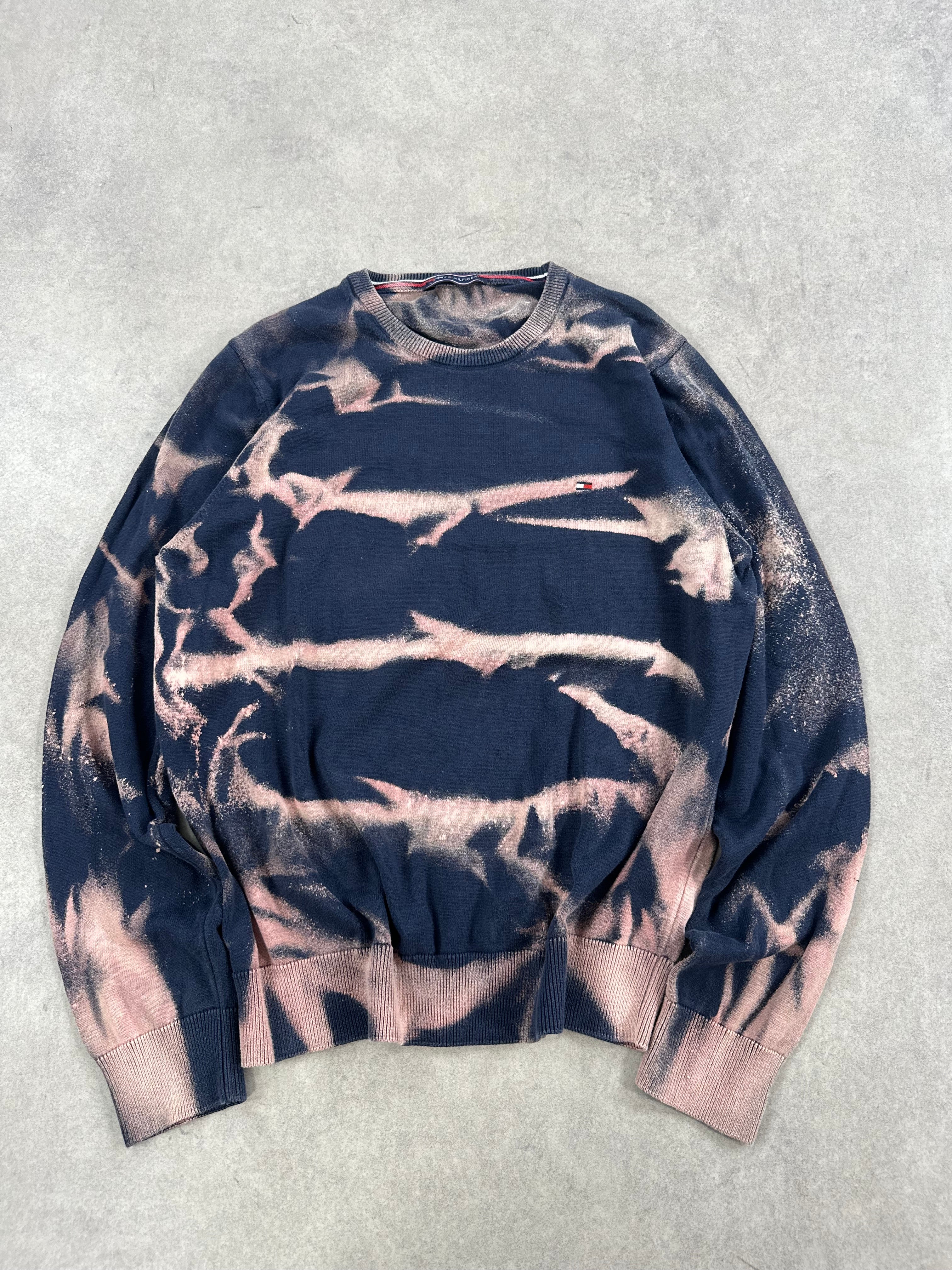 Vintage Tommy Hilfiger Y2k Bleached Knitted Sweater custom (L)