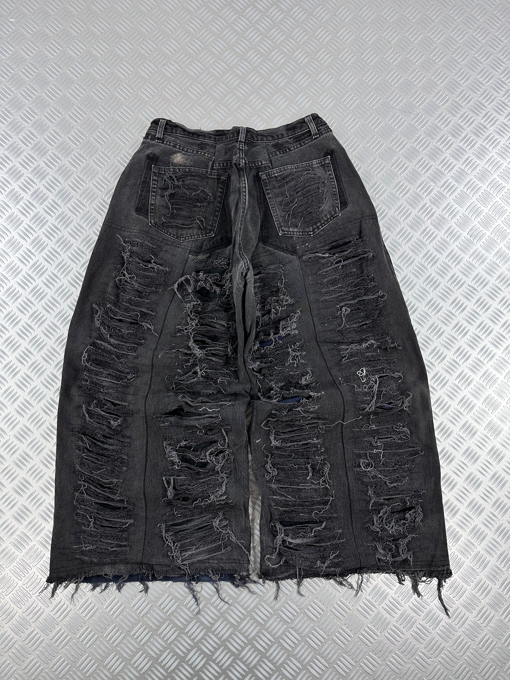 Distressed  Baggy jeans handmade patchwork upcycled