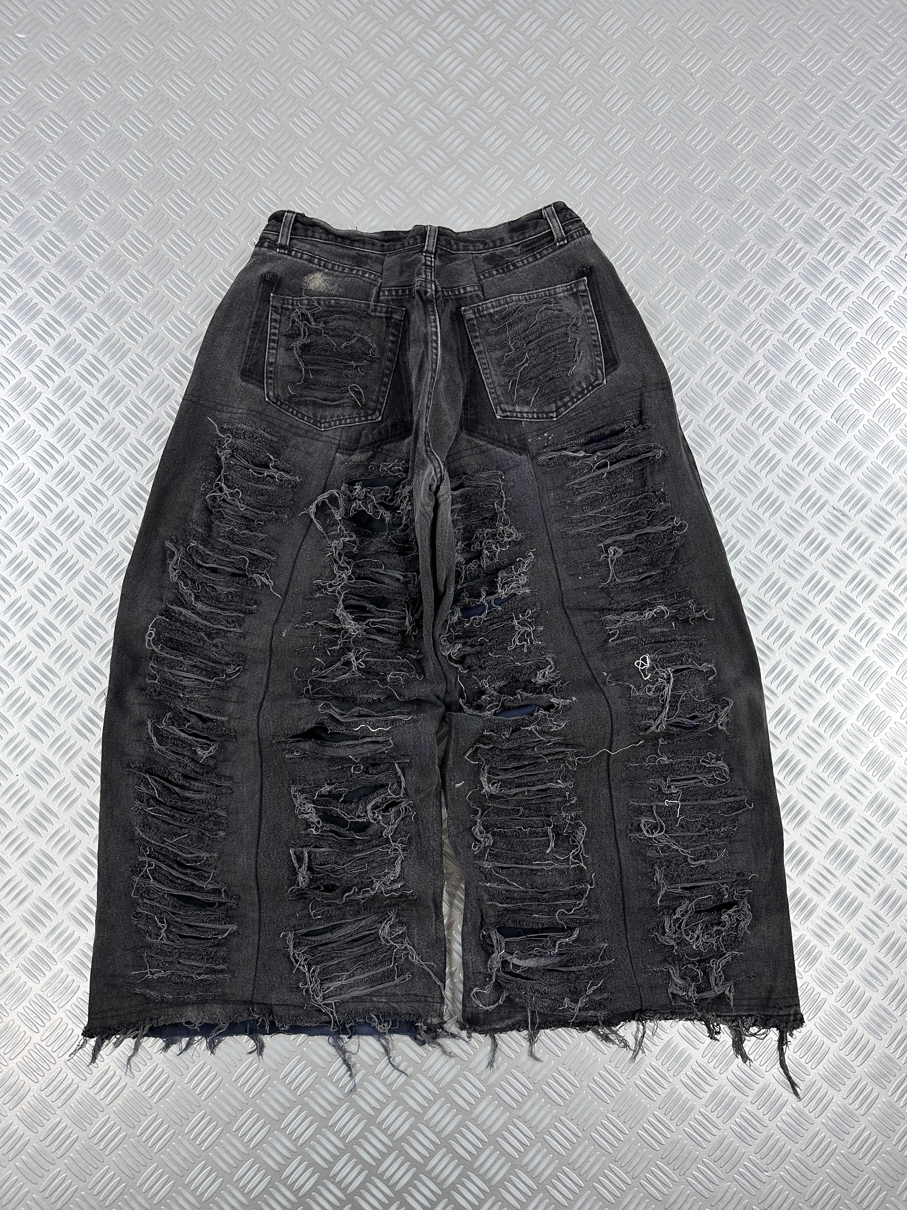 Distressed  Baggy jeans handmade patchwork upcycled