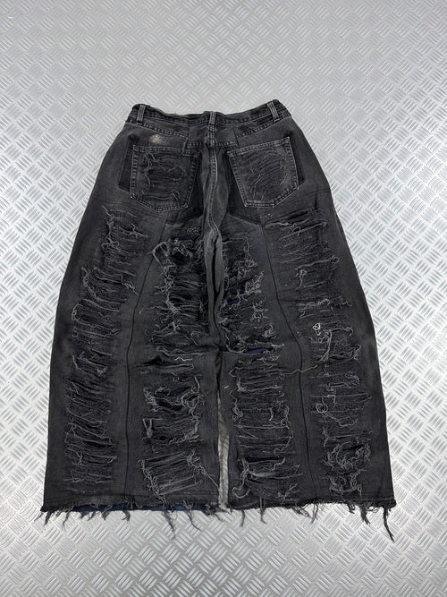 Distressed  Baggy jeans handmade patchwork upcycled