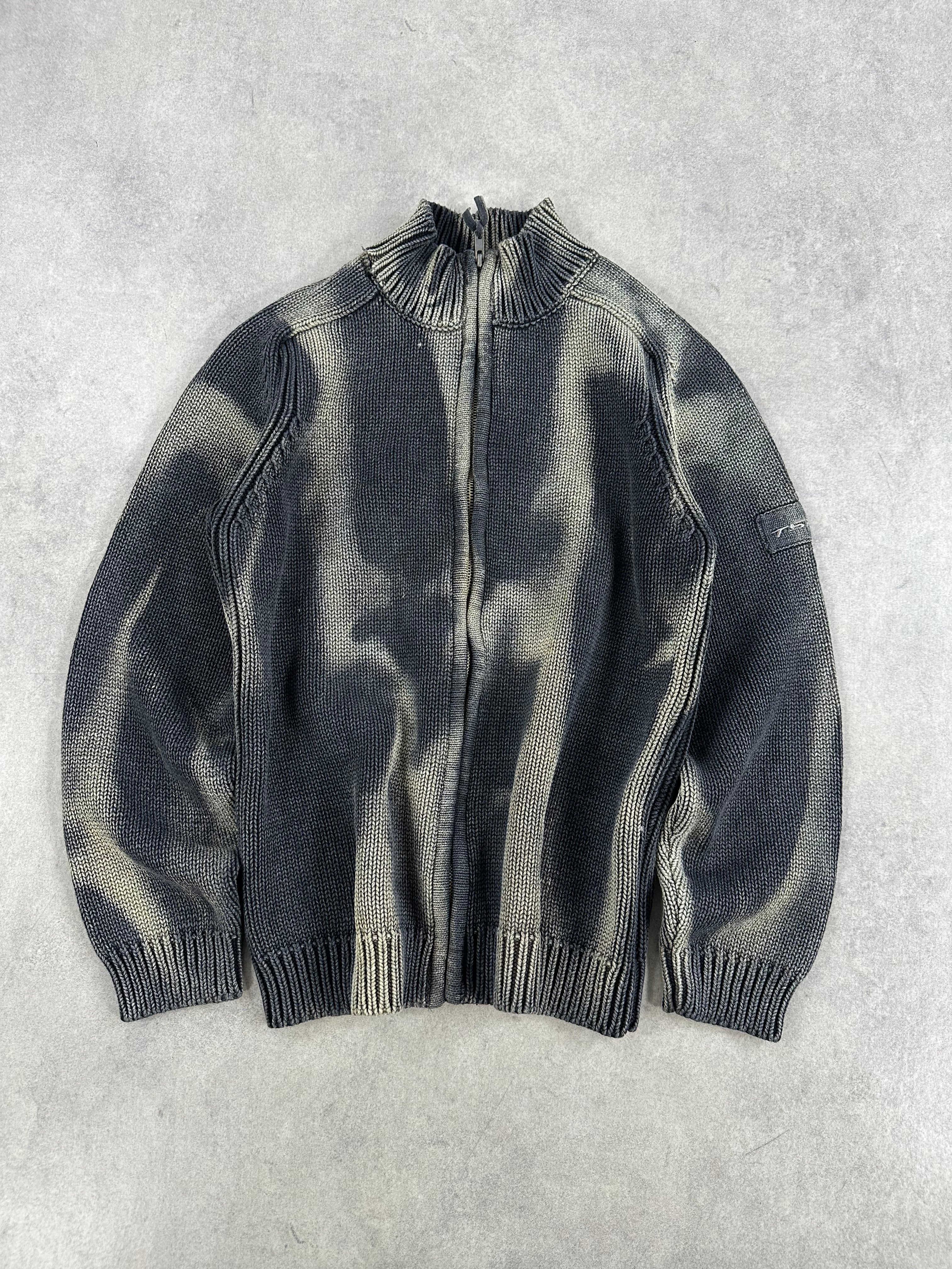 Full zip knitted sweater custom y2k (S)