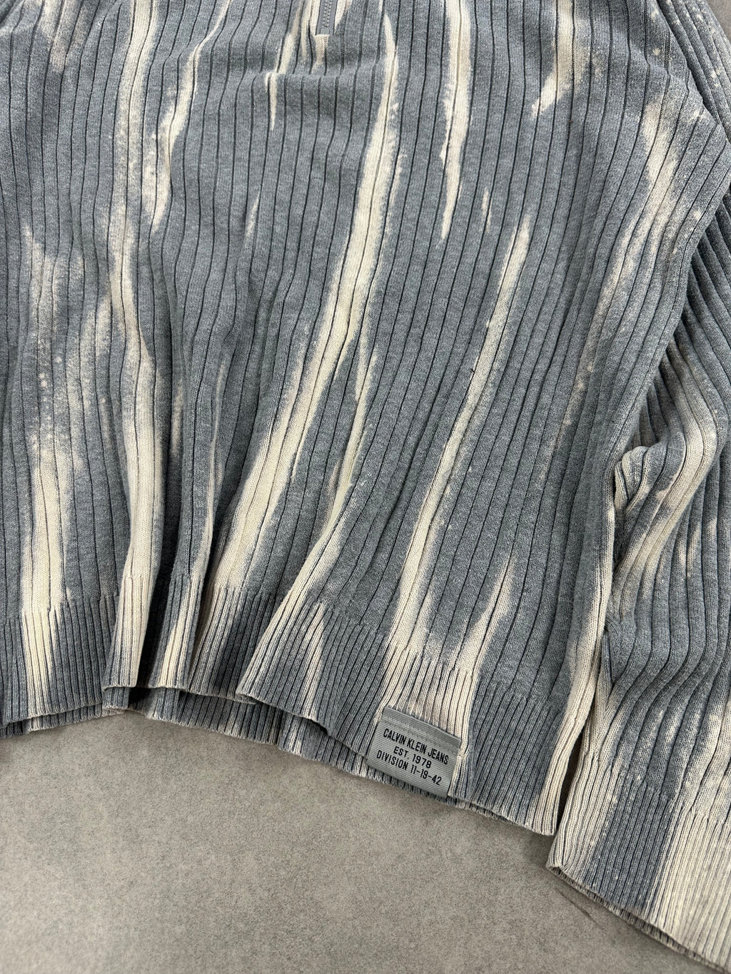 Calvin Klein mid zip knitted sweater custom Y2K (XL)