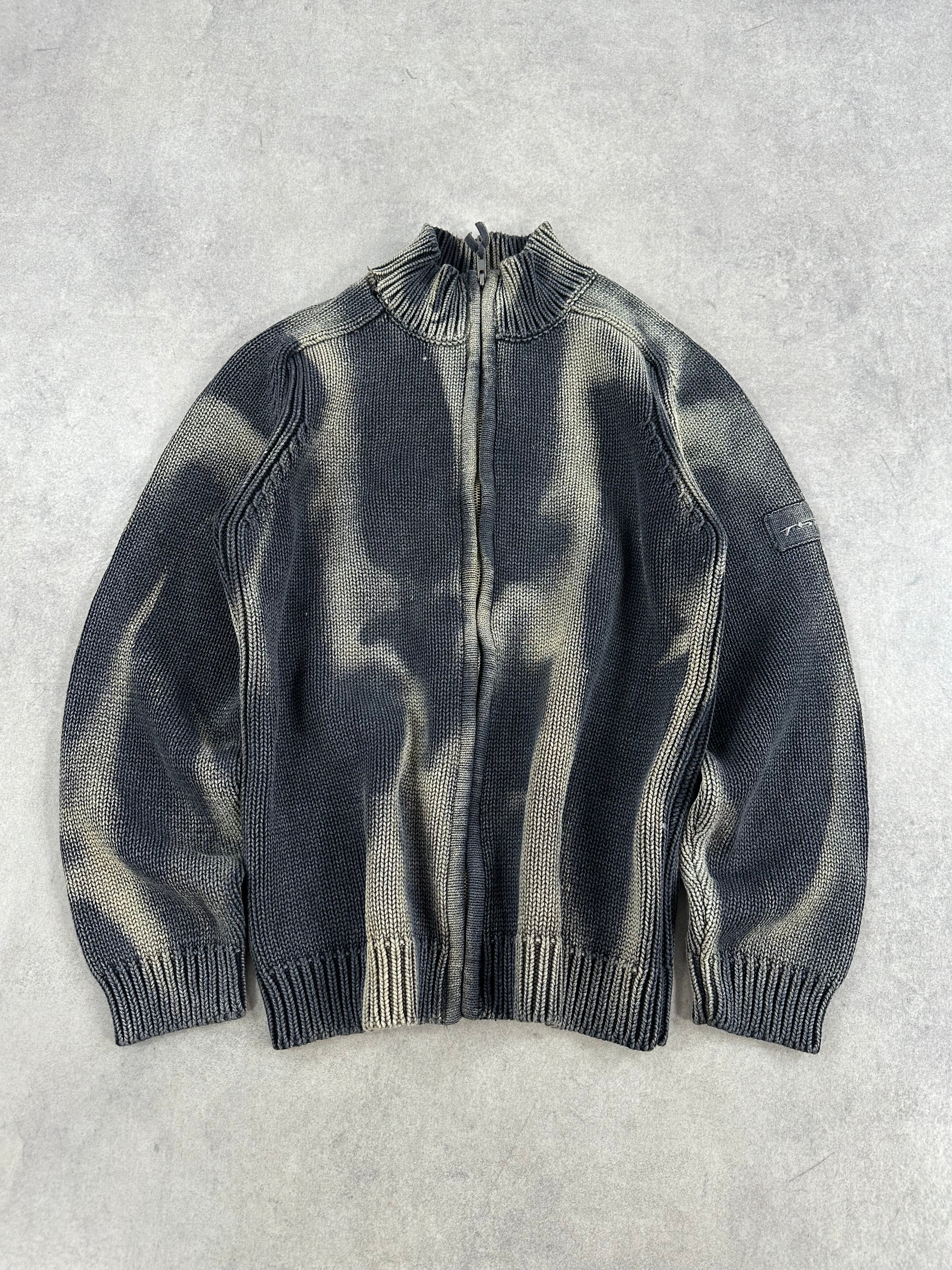 Full zip knitted sweater custom y2k (S)