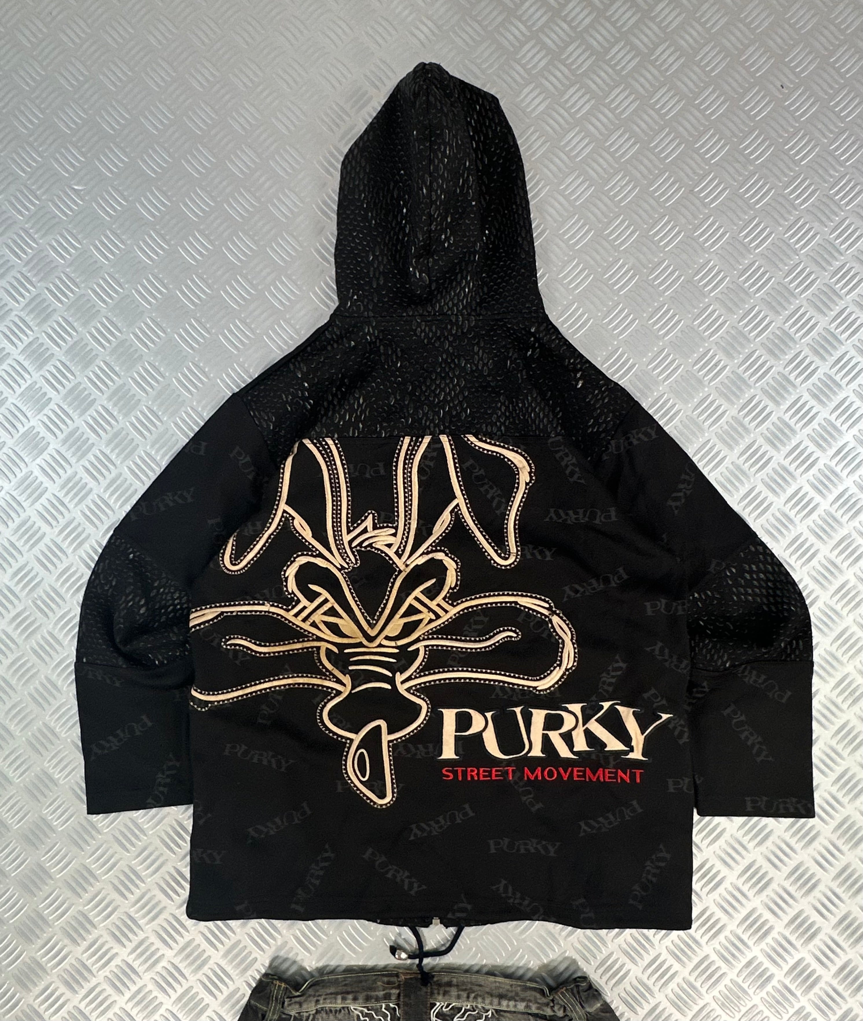 Vintage Japanese hooded jacket purky oversized  (XL)