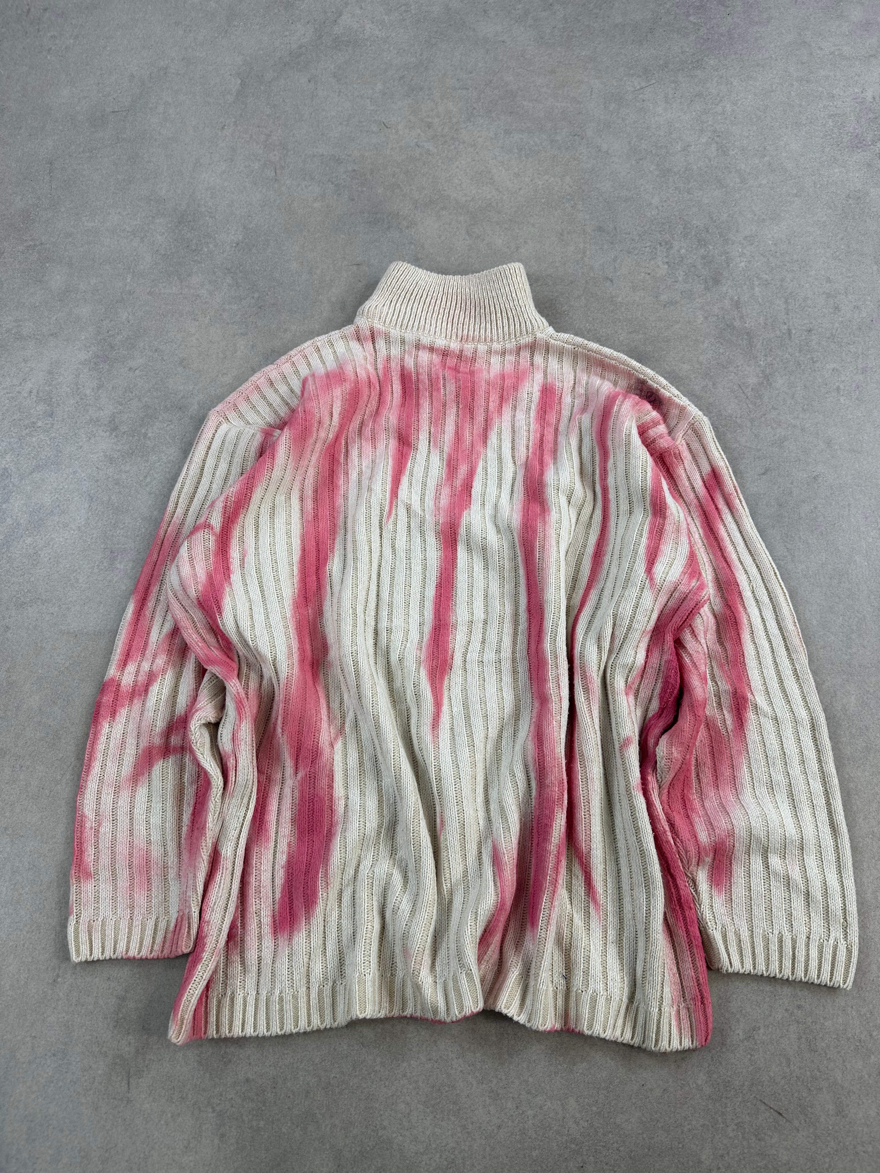 Mid zip knitted sweater vintage custom (XL)