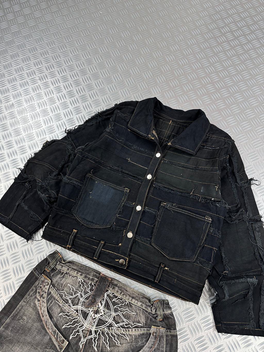 Harrington bomber jacket boxy fit handmade upcycled patchwork