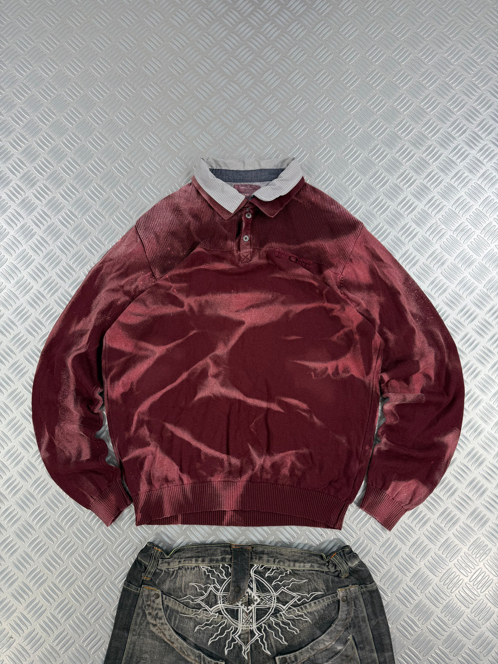 Vintage Knitted Y2k Bleached Sweater (XL)