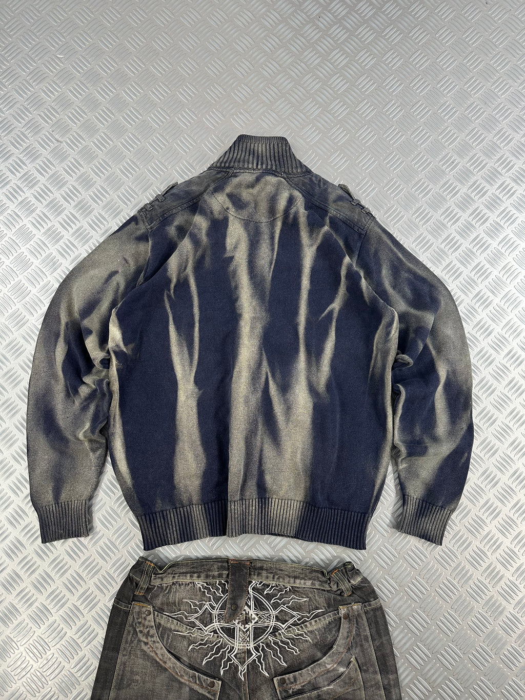 Full zip knitted sweater custom y2k (XL)