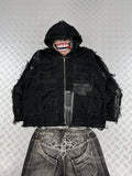Vintage Patchwork y2k Hooded full zip Up Jacket handmade boxy fit 00s