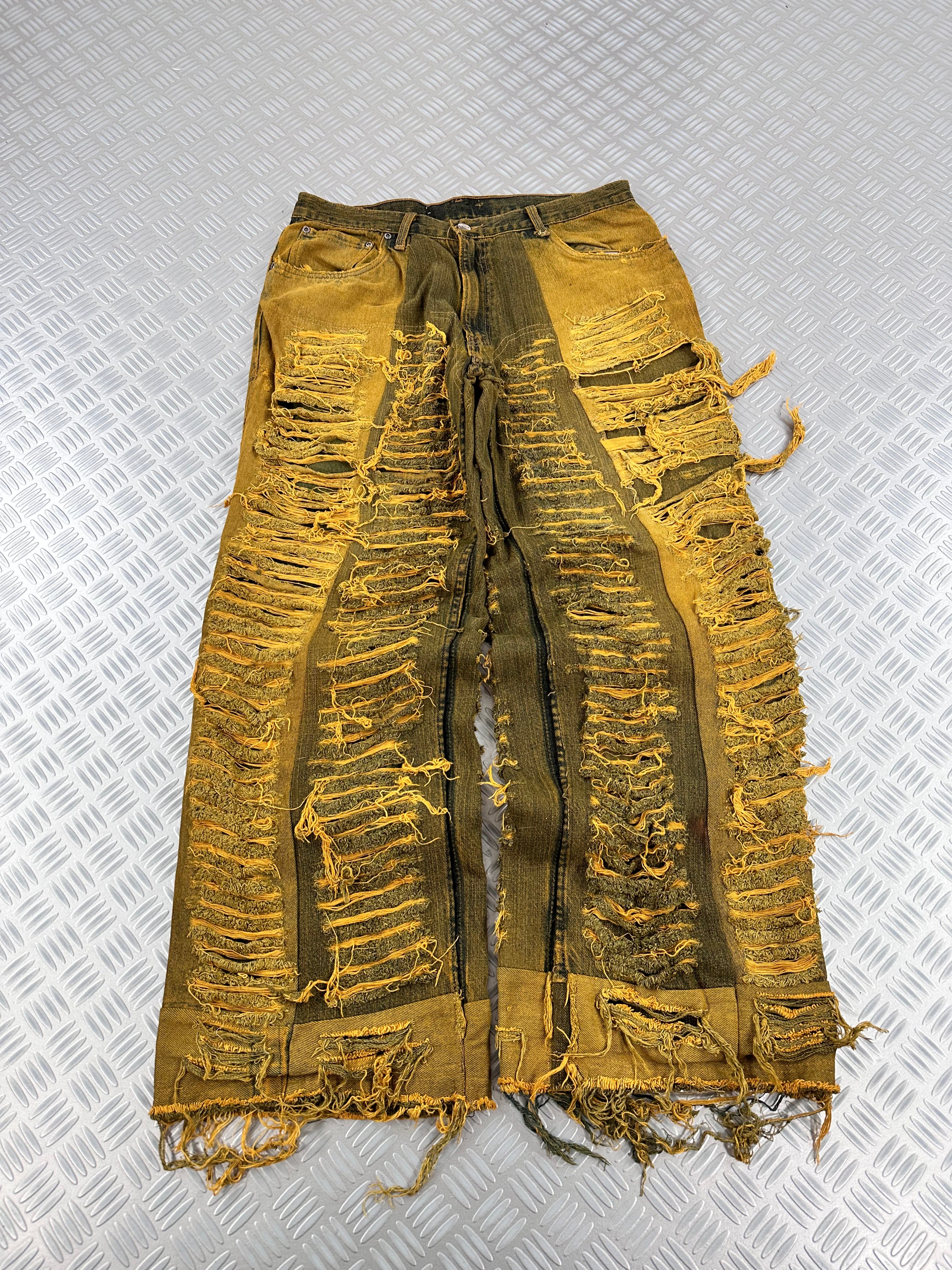 Disstresed baggy jeans handmade patchwork upcycled