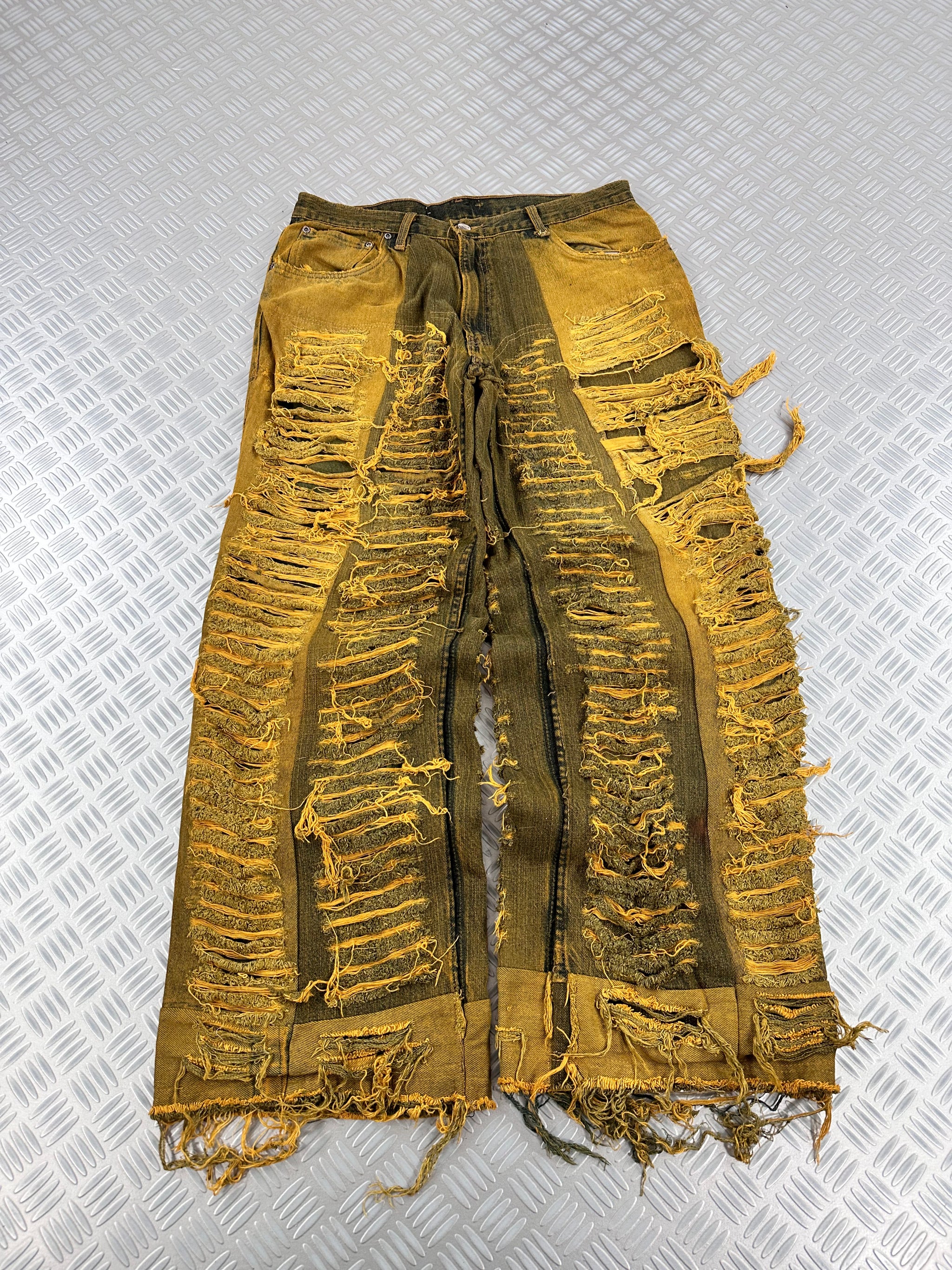 Disstresed baggy jeans handmade patchwork upcycled