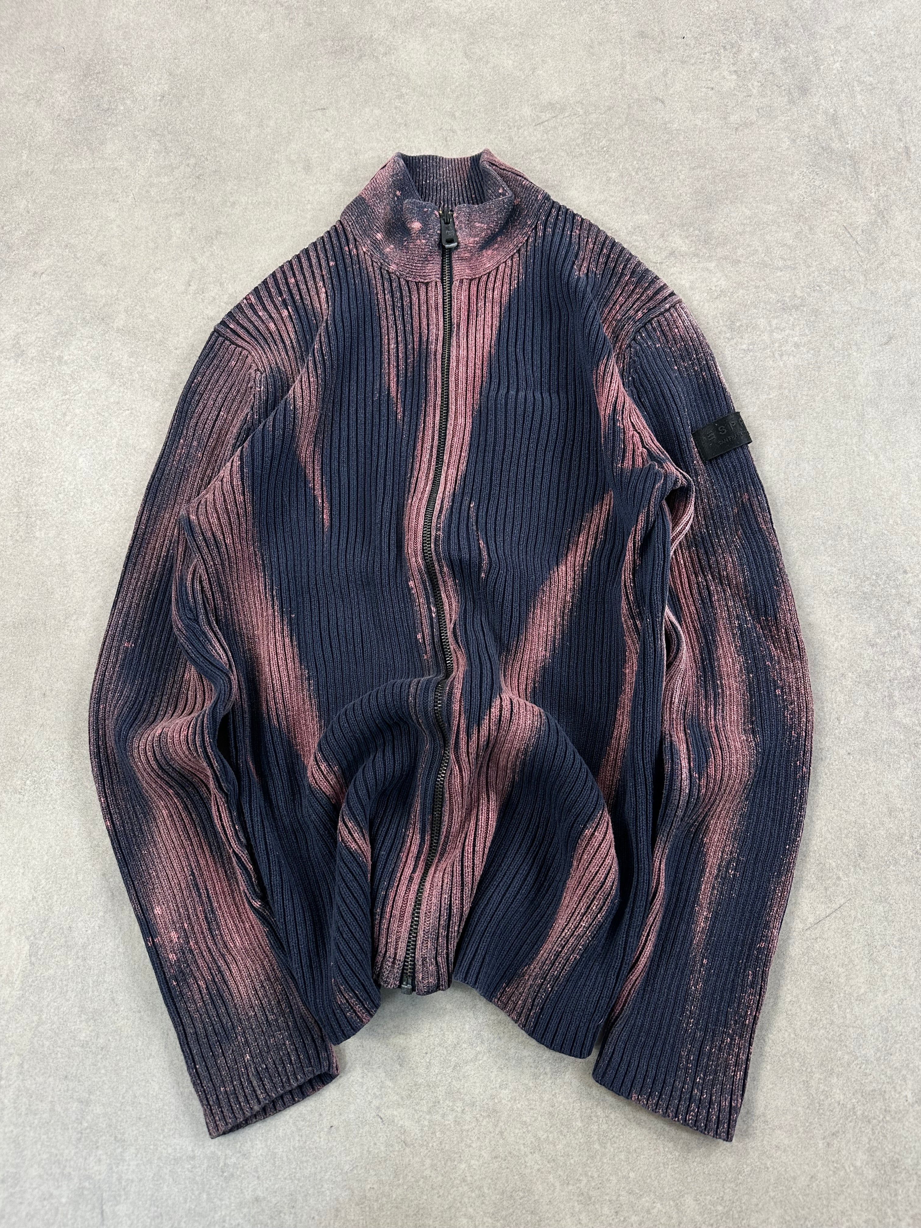 Full zip knitted sweater custom 00’s y2k (L)
