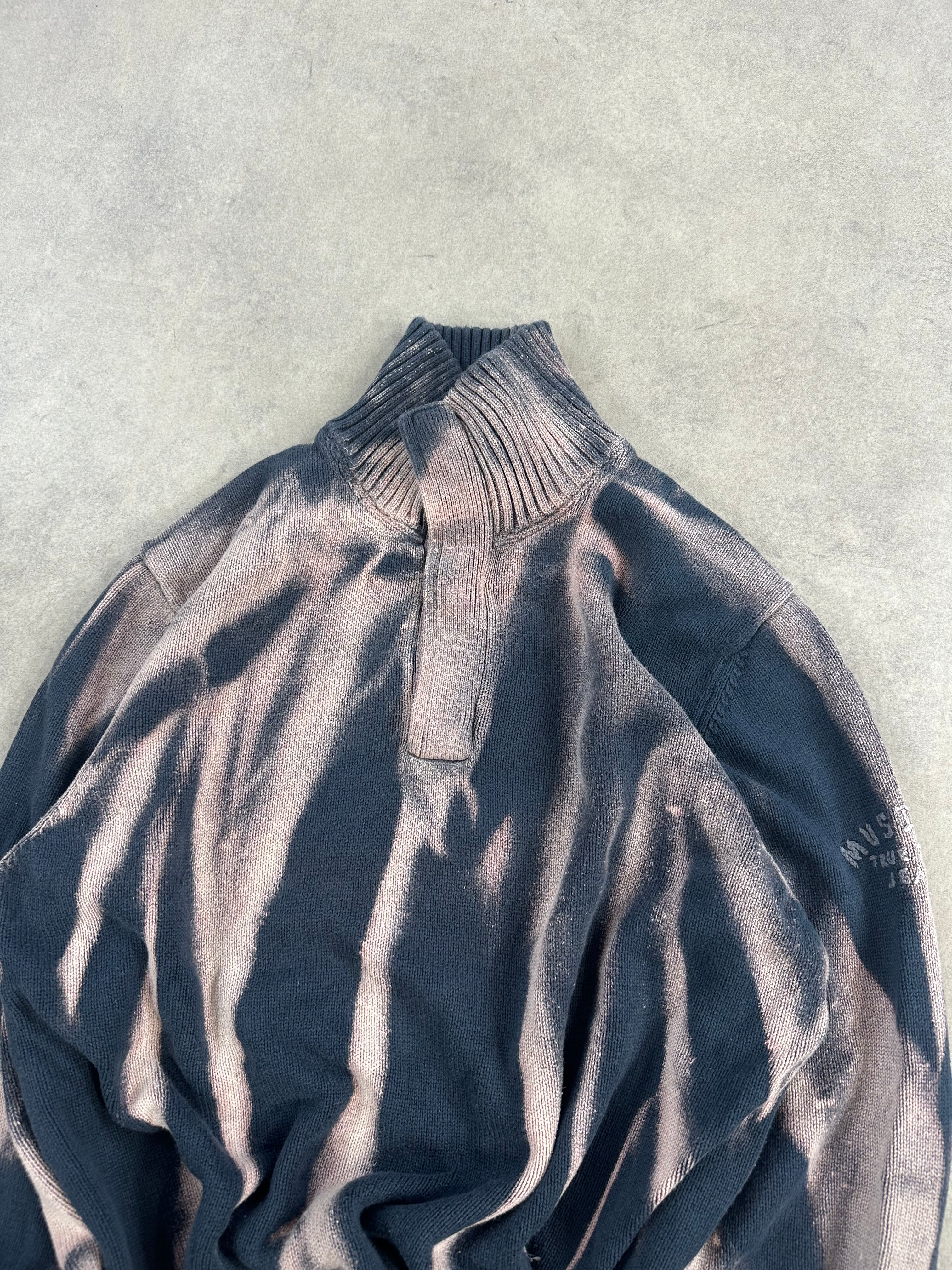 Mid zip knitted sweater y2k custom (XL)