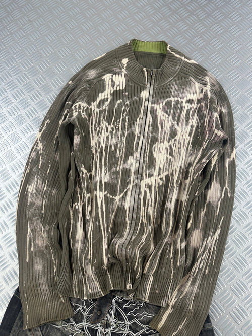 Full zip knitted sweater custom Y2K (M)