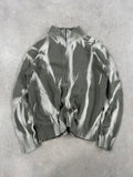 Vintage Knitted full zip up Bleached Sweater custom (L)