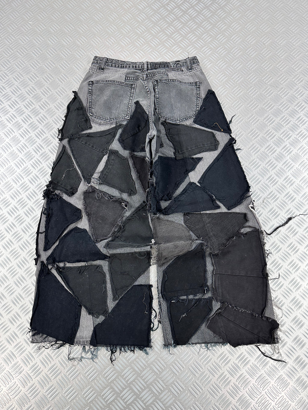 Baggy jeans disstresed múltiplocket upcycled handmade