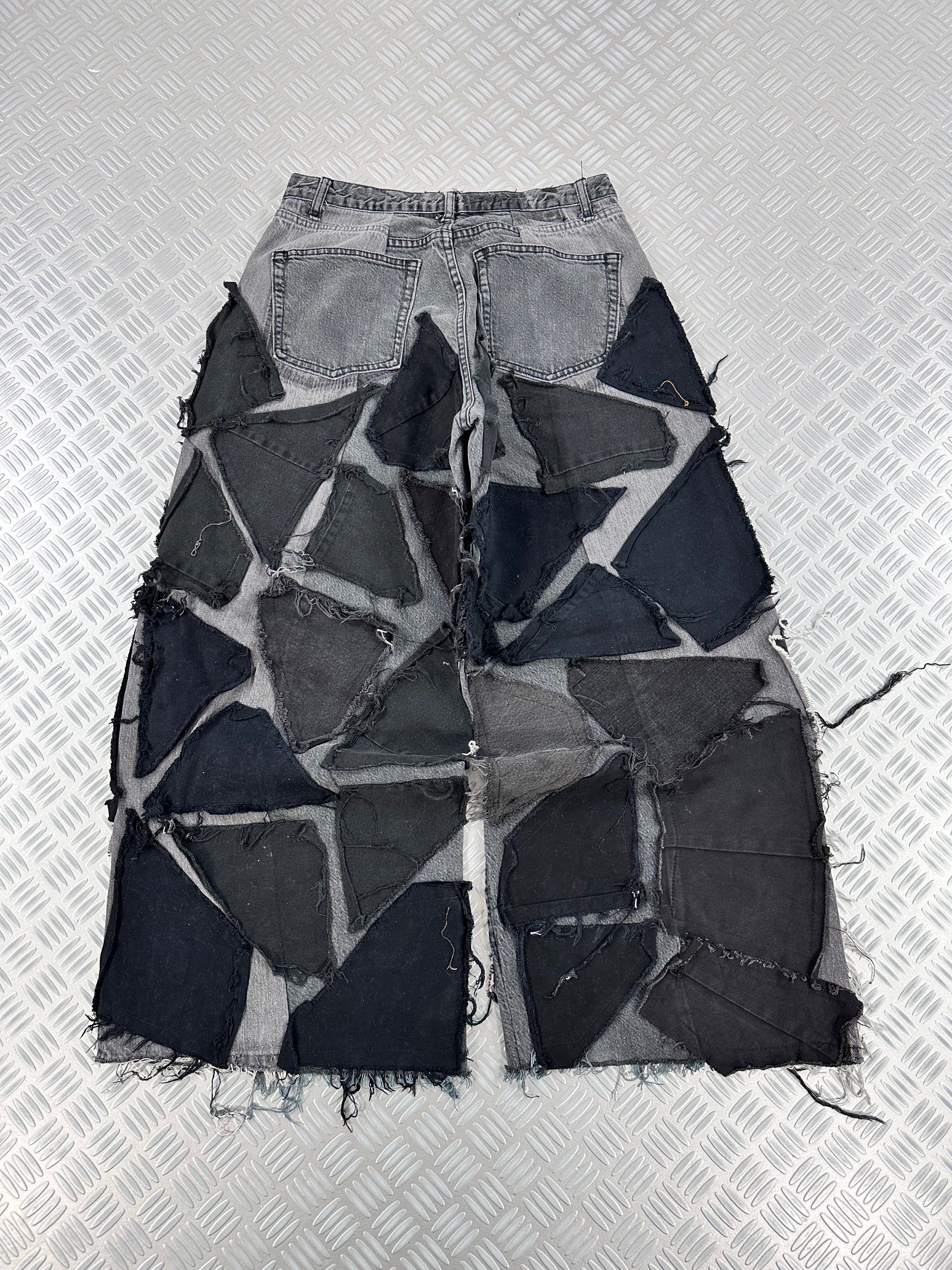 Baggy jeans disstresed múltiplocket upcycled handmade