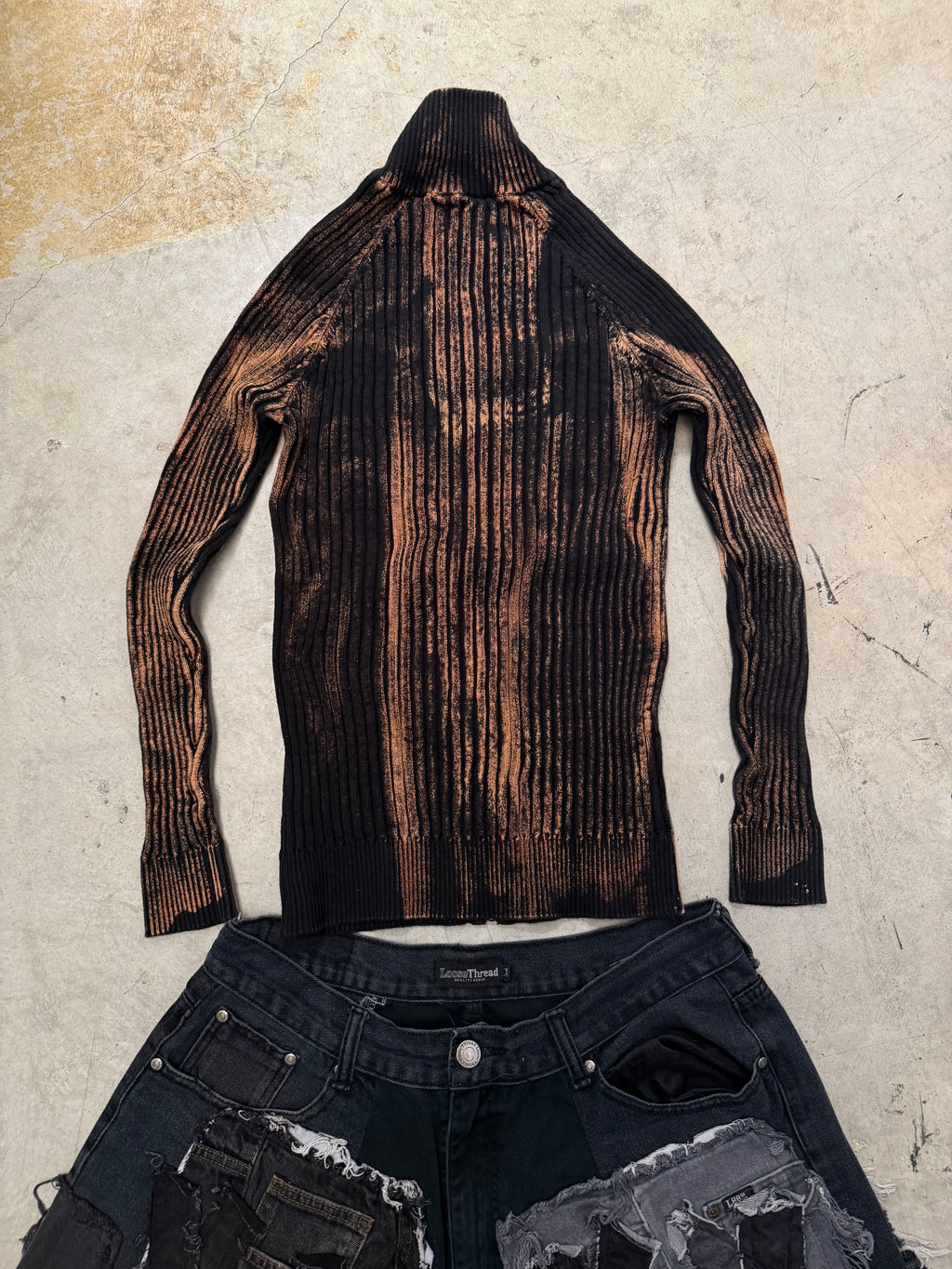 Vintage Knitted full zip up Sweater (S) custom boxy fit