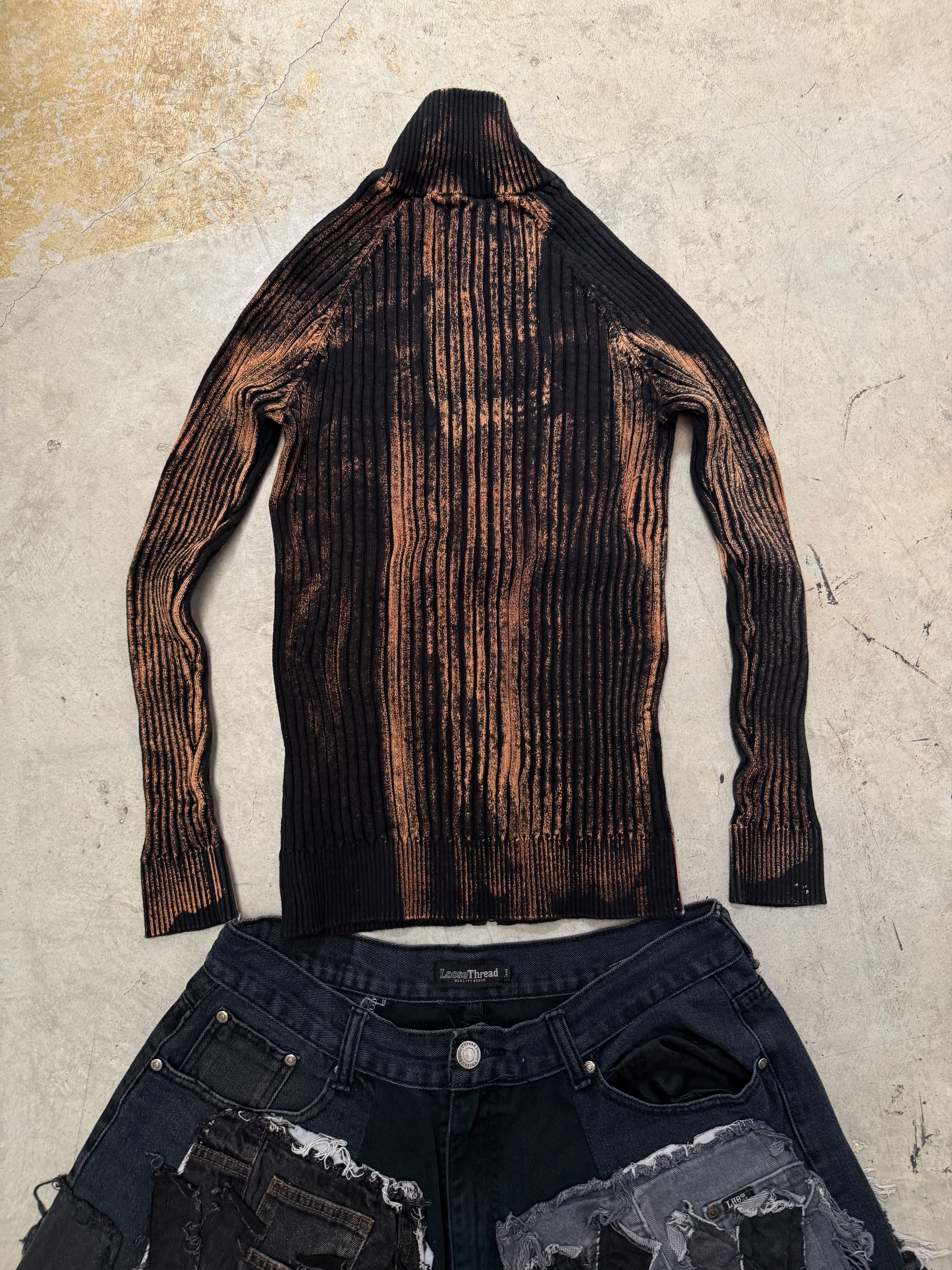 Vintage Knitted full zip up Sweater (S) custom boxy fit