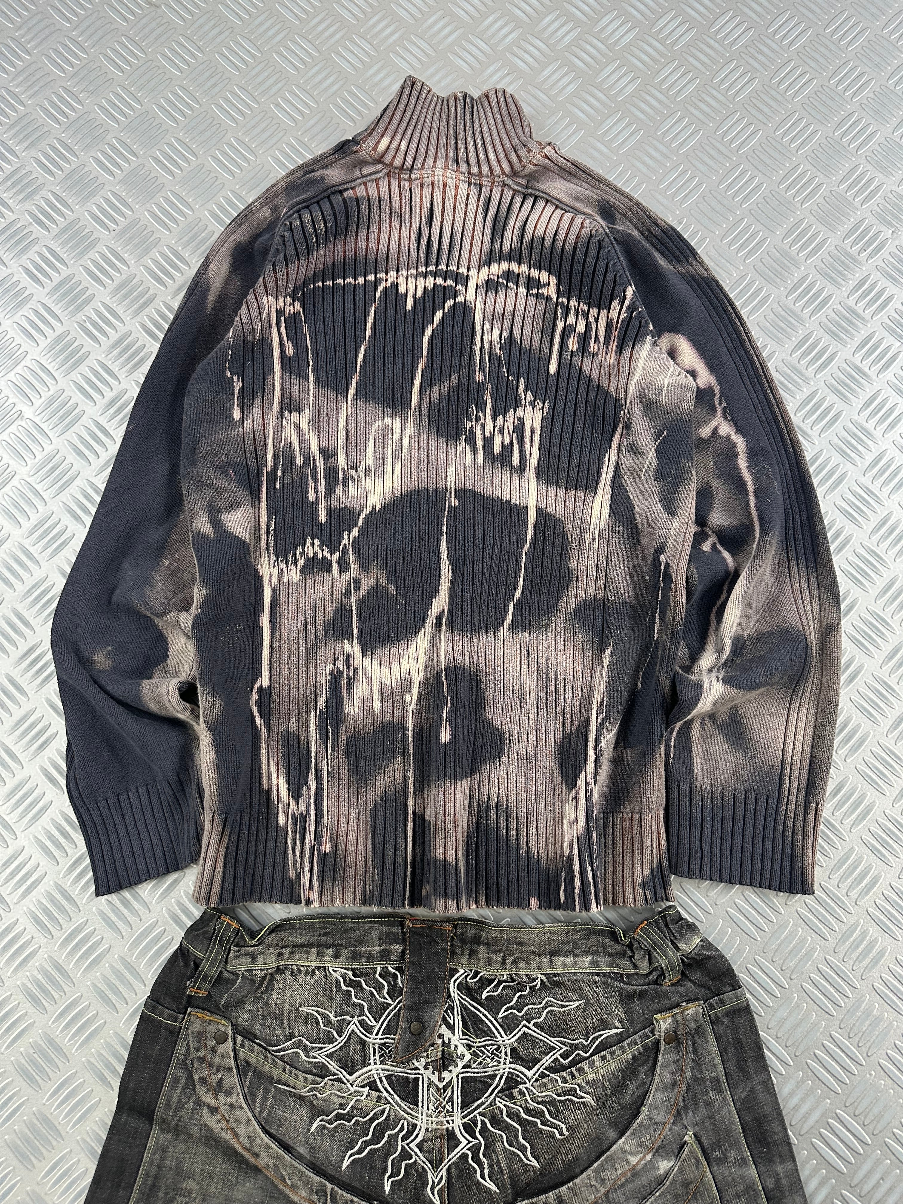 Handmade Y2K mid zip knitted sweater (L)