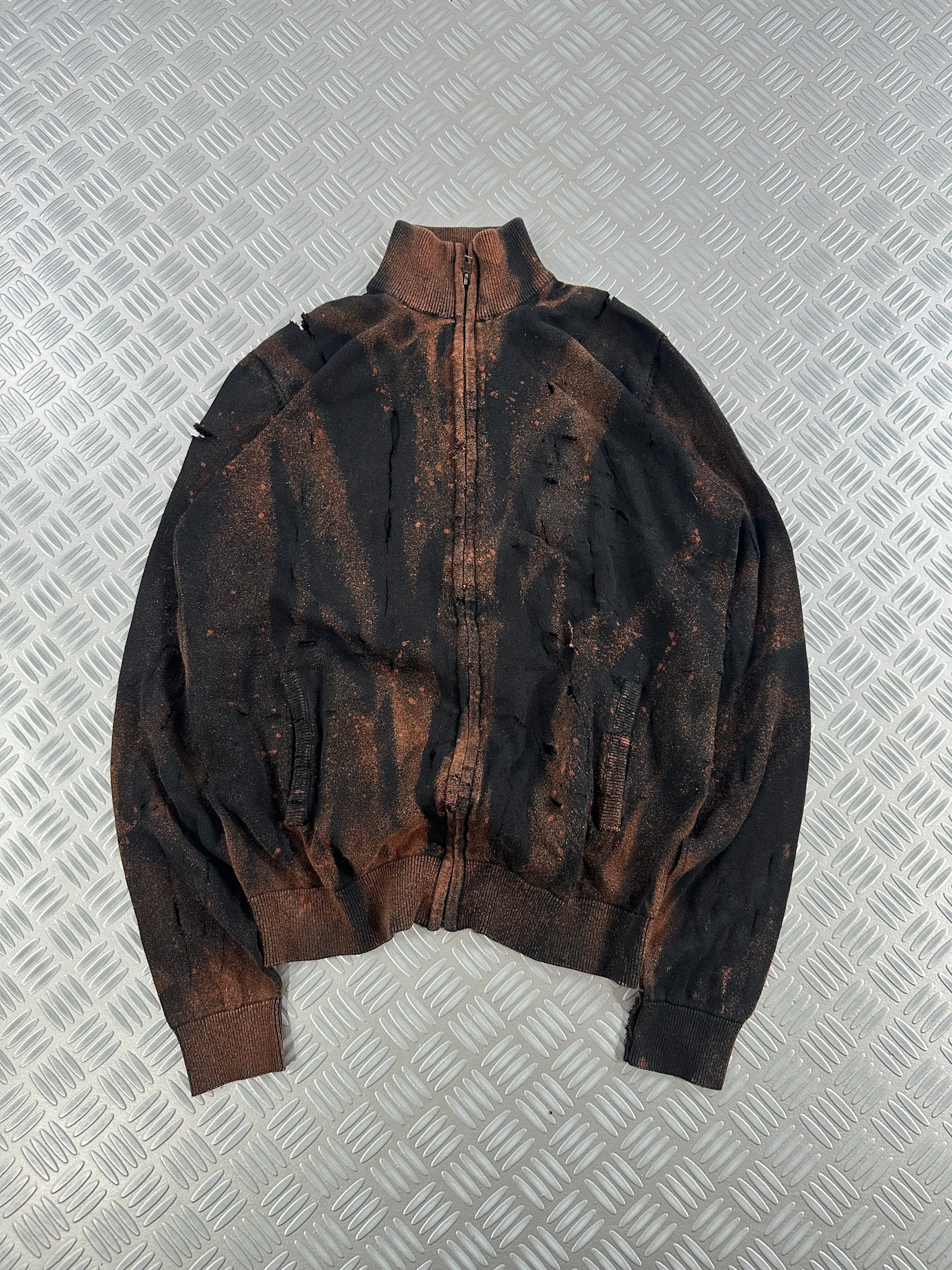 Disstresed full zip sweater custom y2k (M)
