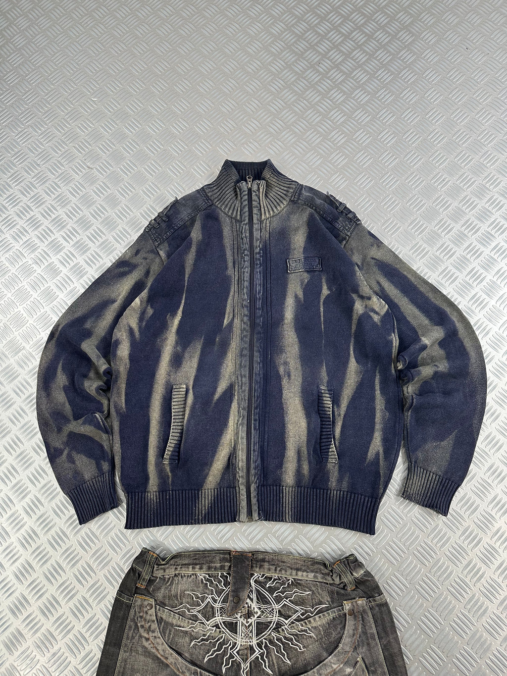 Full zip knitted sweater custom y2k (XL)