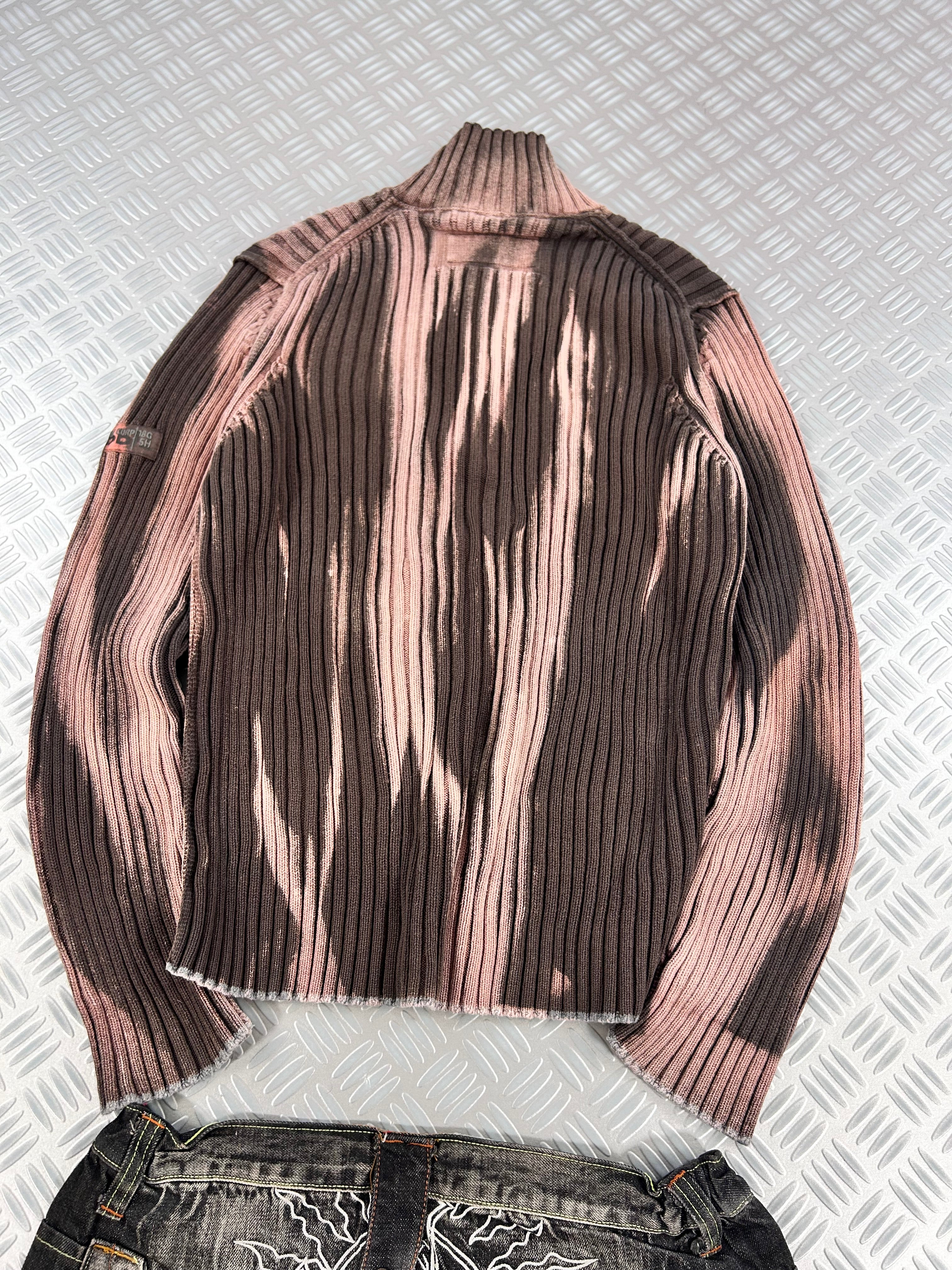 Knitted sweater handmade full zip (L)